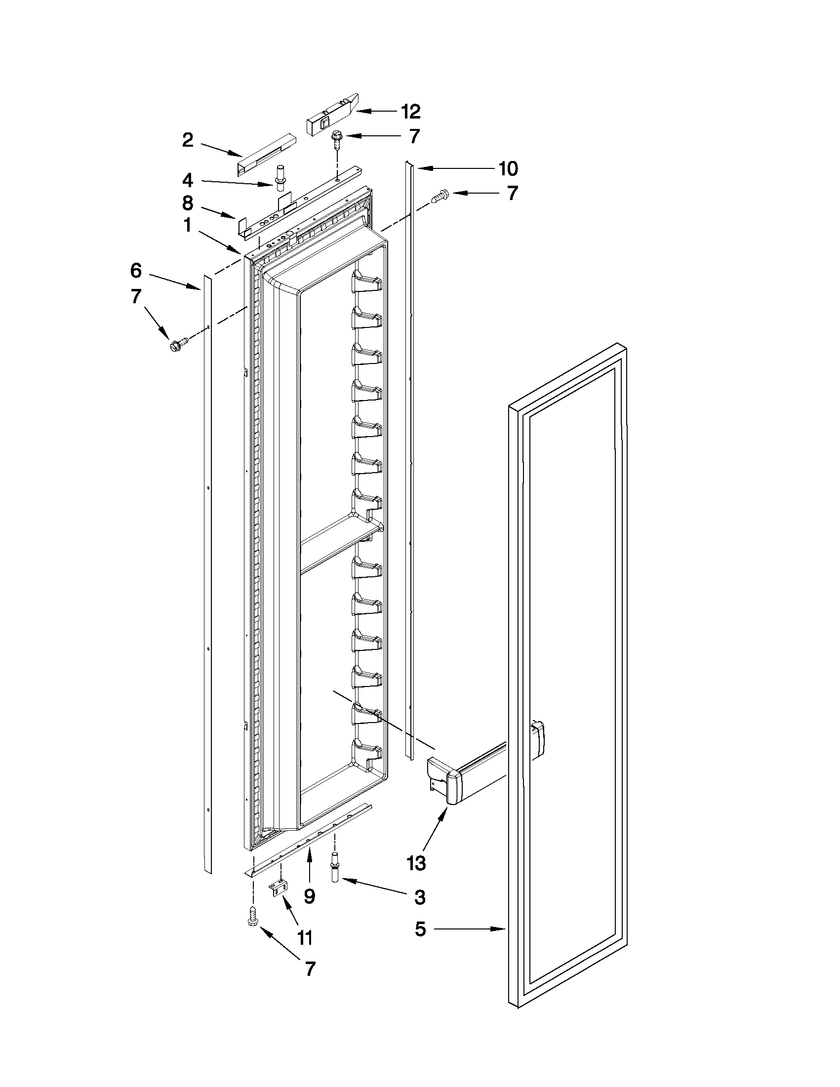 Jenn-Air JS42NXFXDW02 freezer door parts diagram
