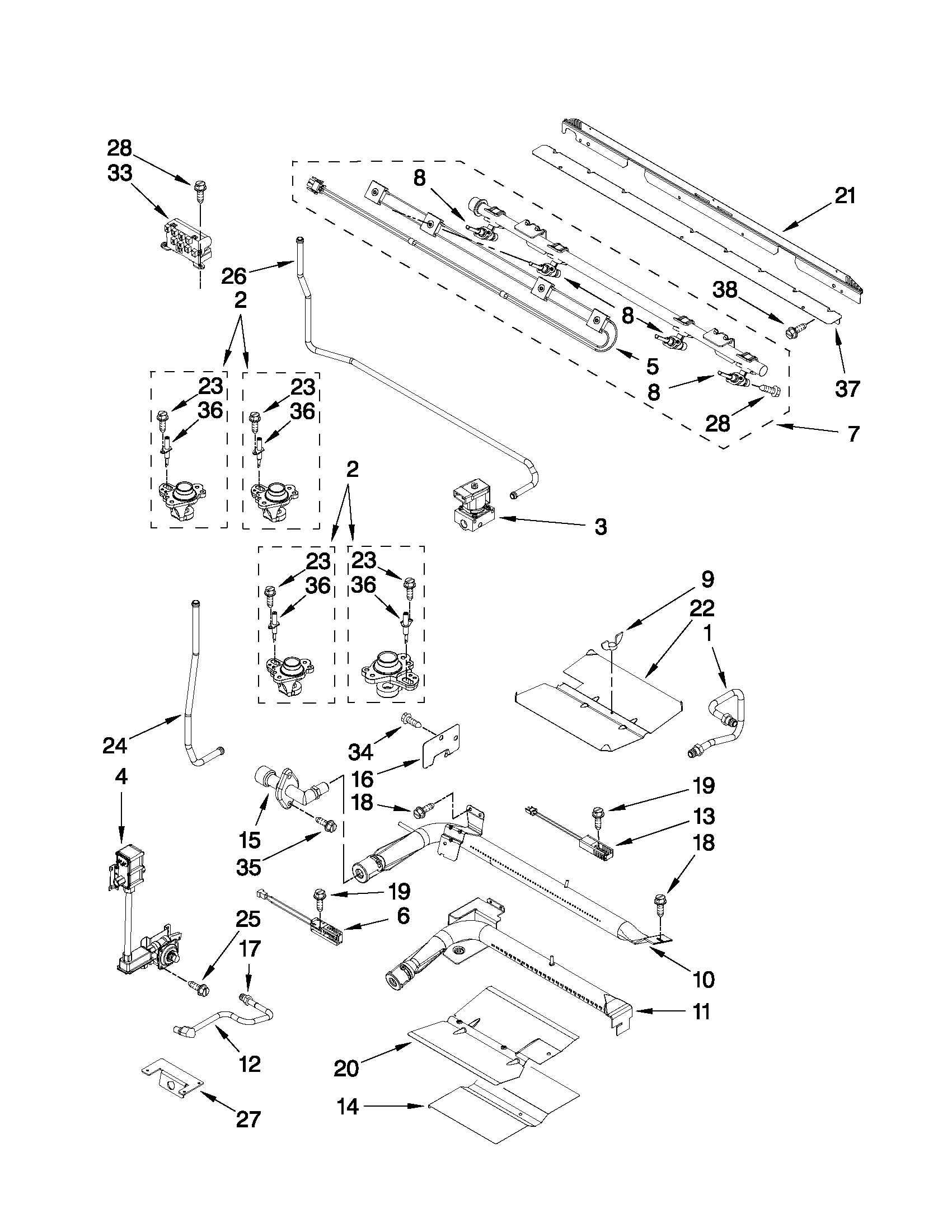 Maytag MGT8655XB02 manifold parts diagram