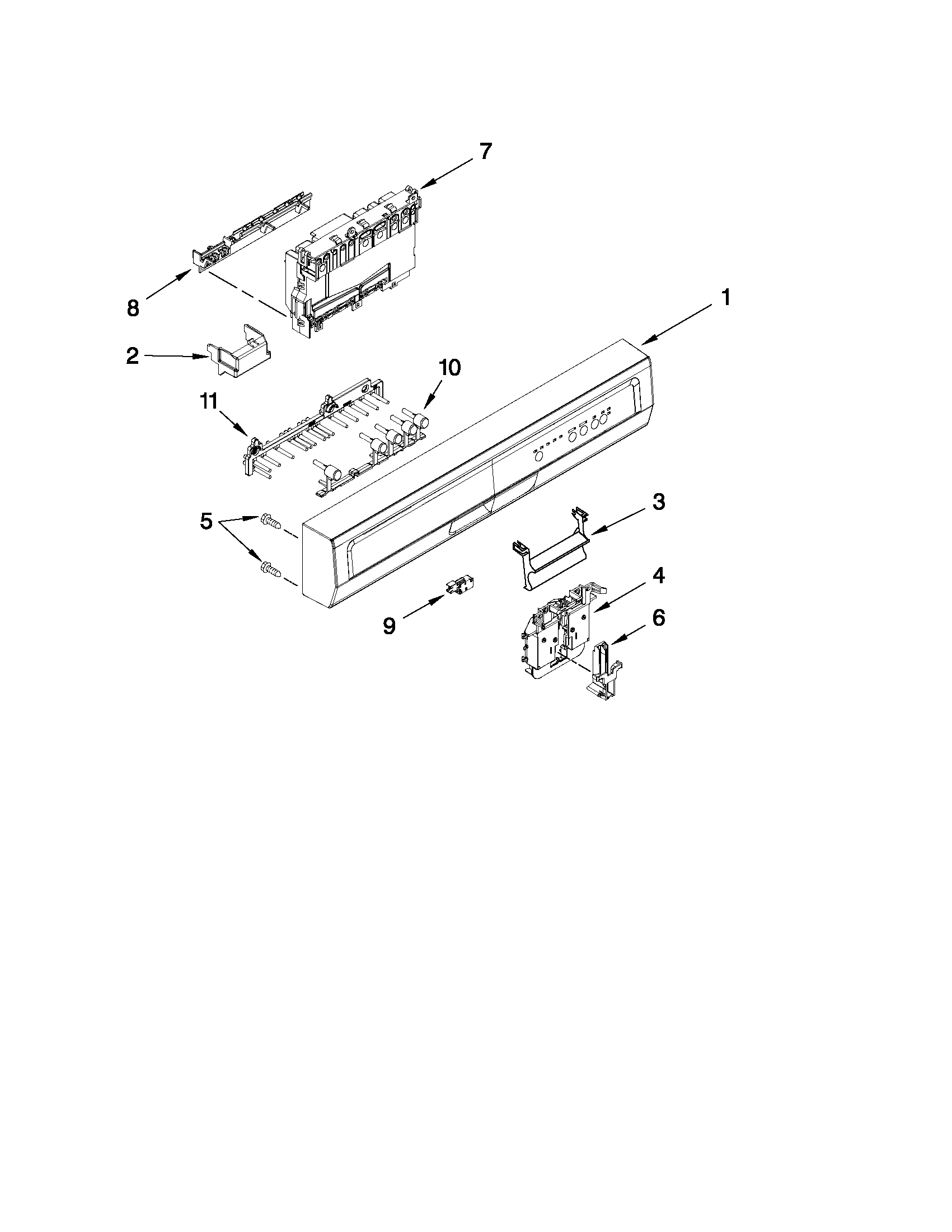 Amana ADB1400PYW1 control panel and latch parts diagram