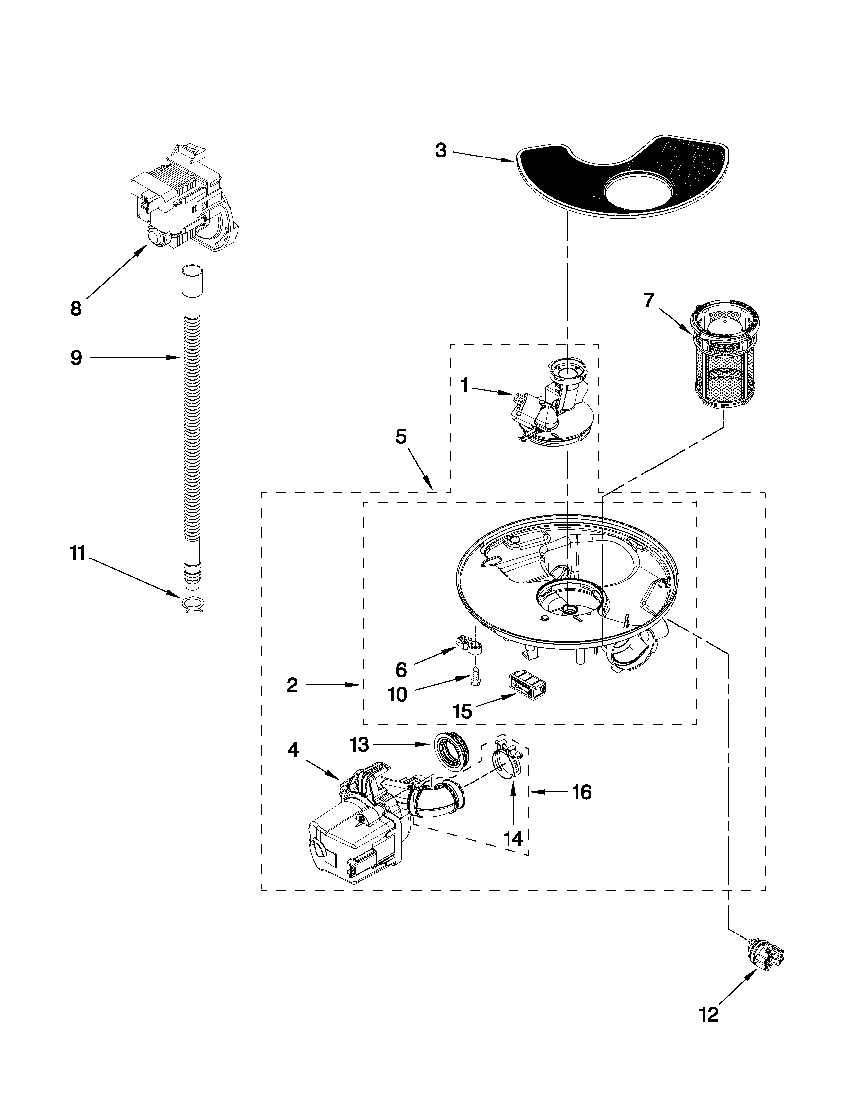 Amana ADB1400PYW1 pump and motor parts diagram