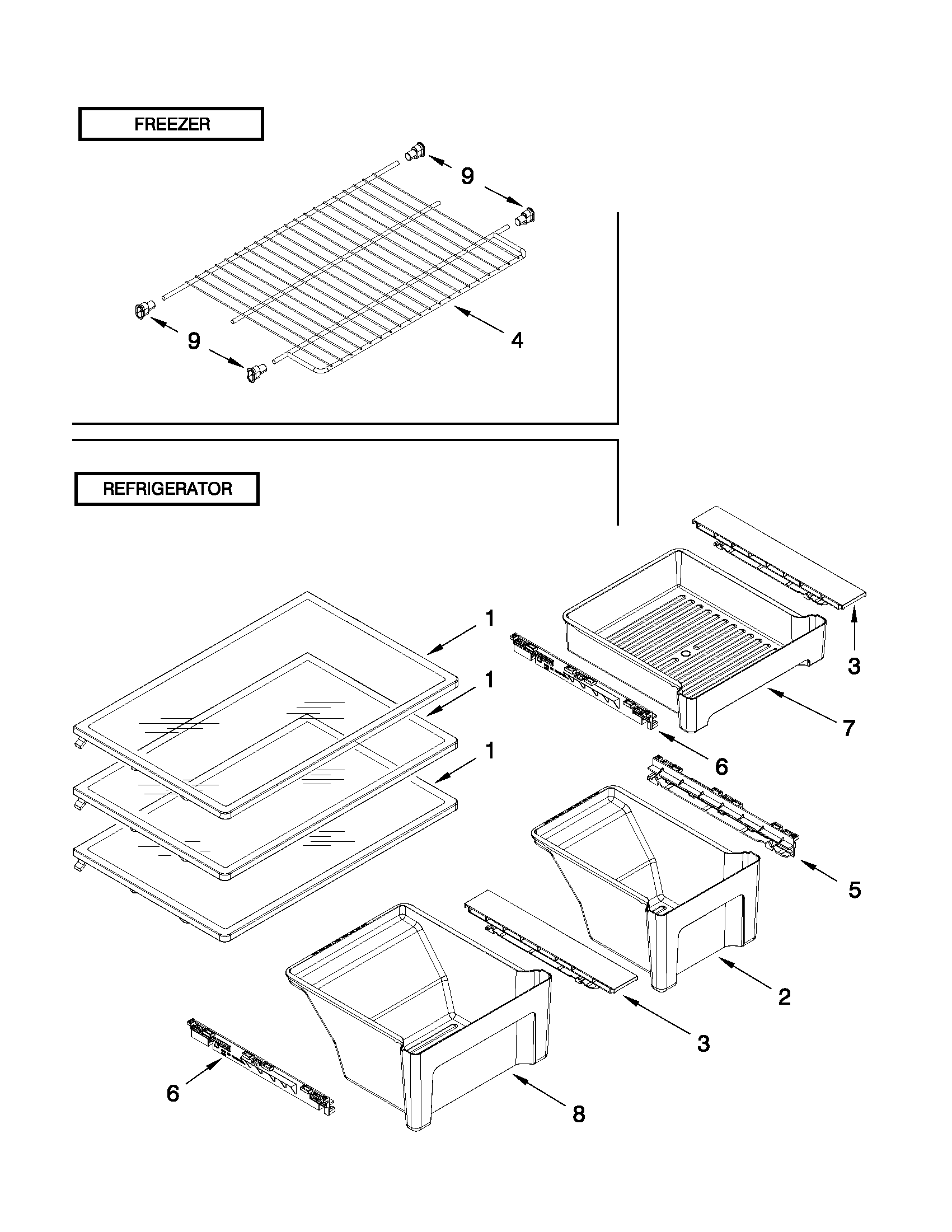 Amana 5VA1RXGFYW00 shelf parts diagram