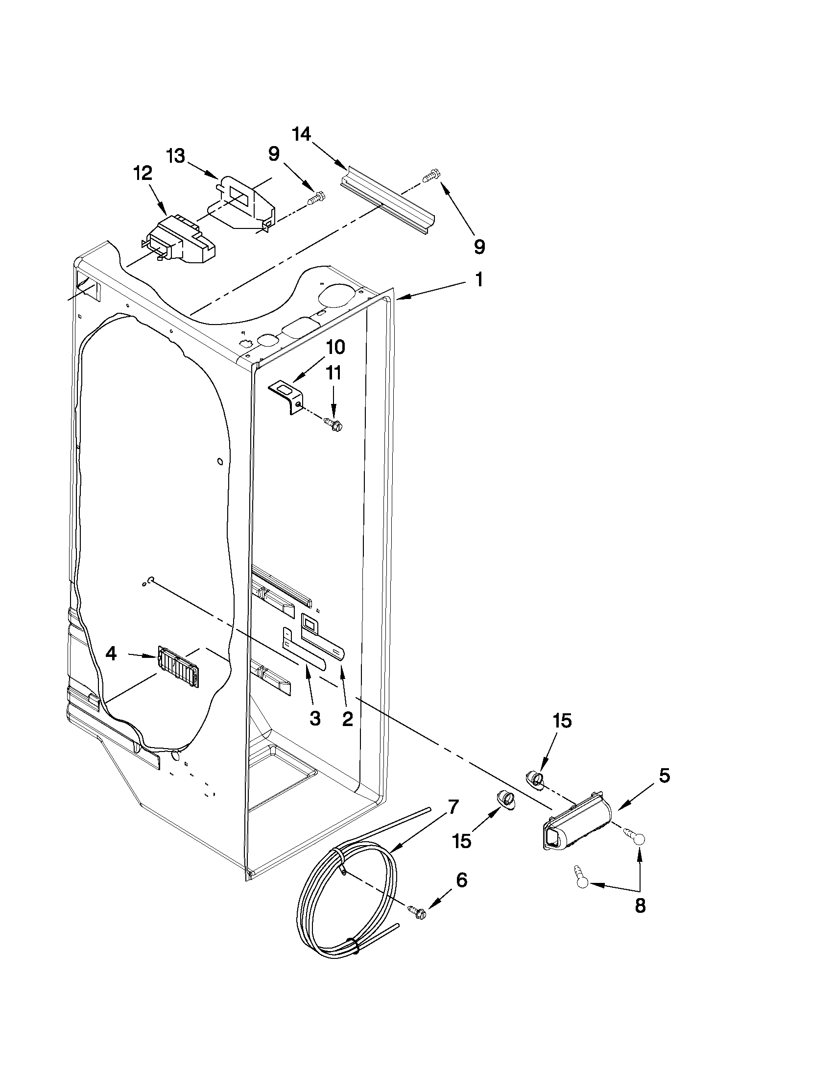 Whirlpool ED5FVAXWL01 refrigerator liner parts diagram