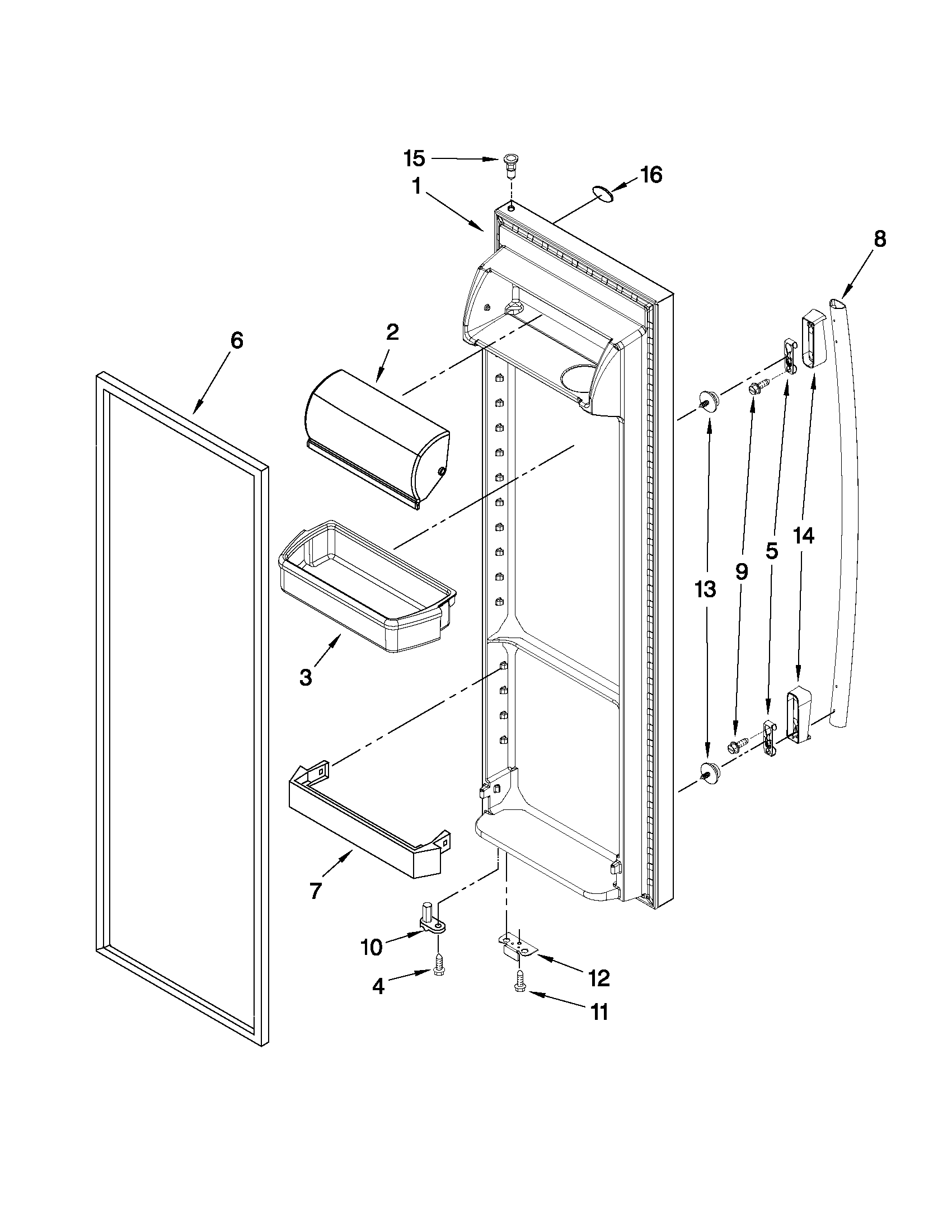 Whirlpool ED5FVAXWL01 refrigerator door parts diagram