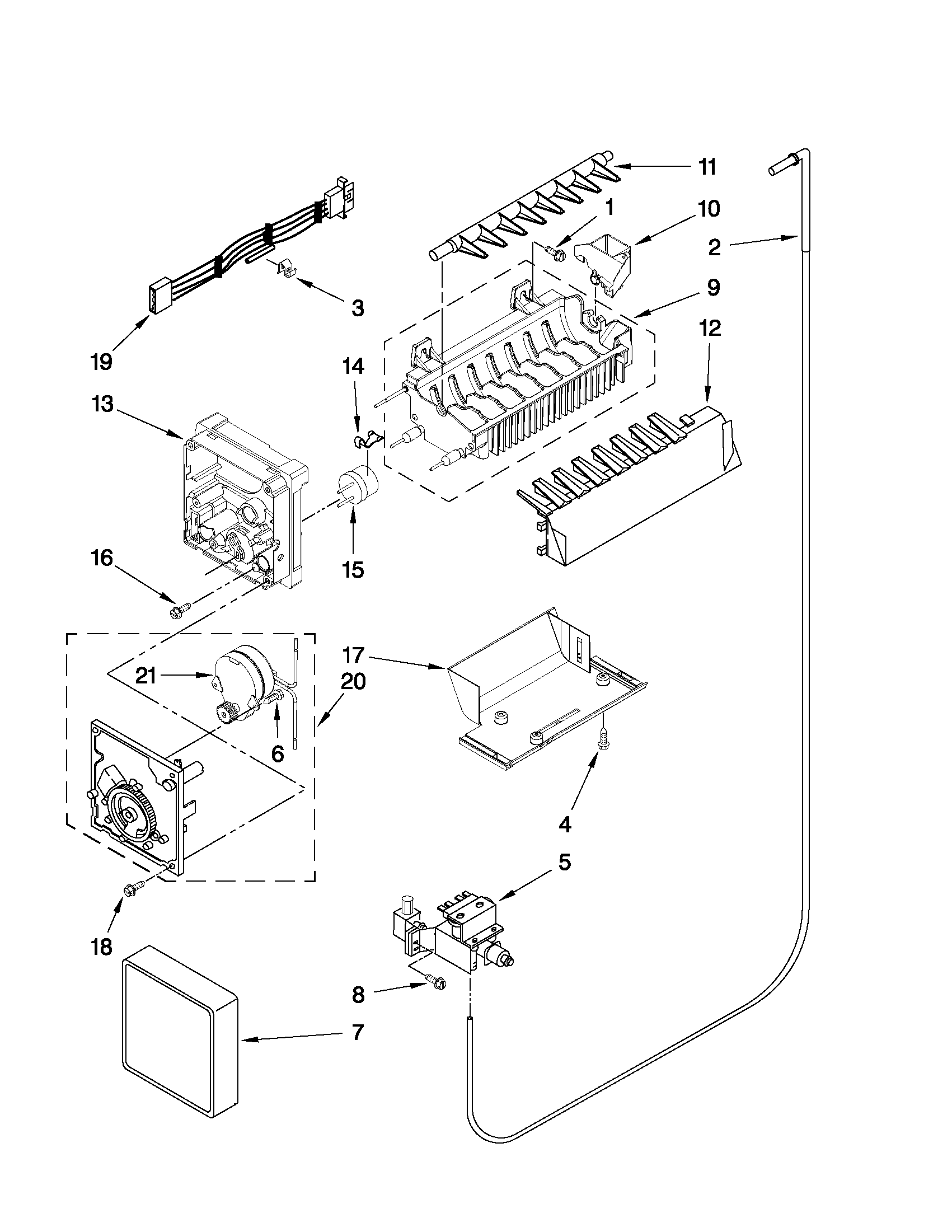 Whirlpool ED5FVAXWL01 icemaker parts diagram