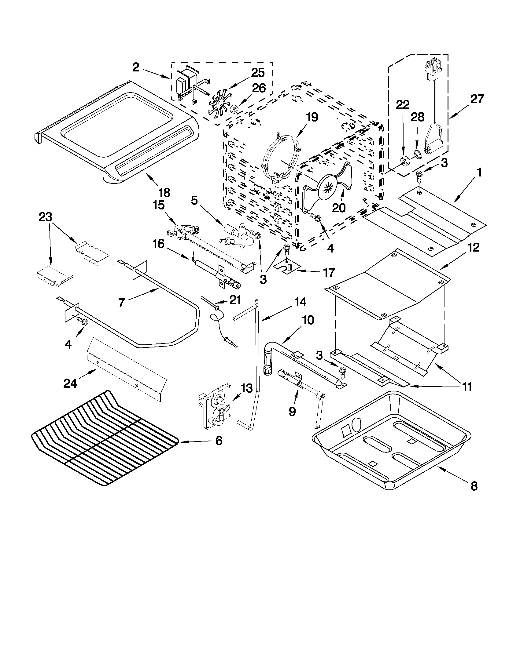 KitchenAid KGRS807XSP01 internal oven parts diagram