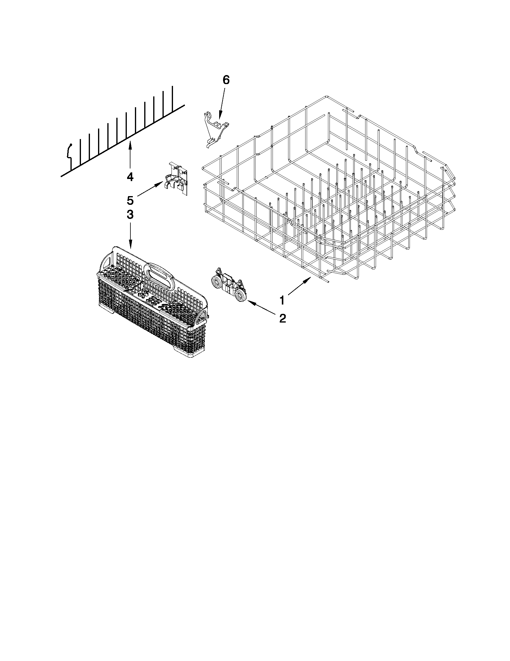 Whirlpool BLB14BRANA0 lower rack parts diagram