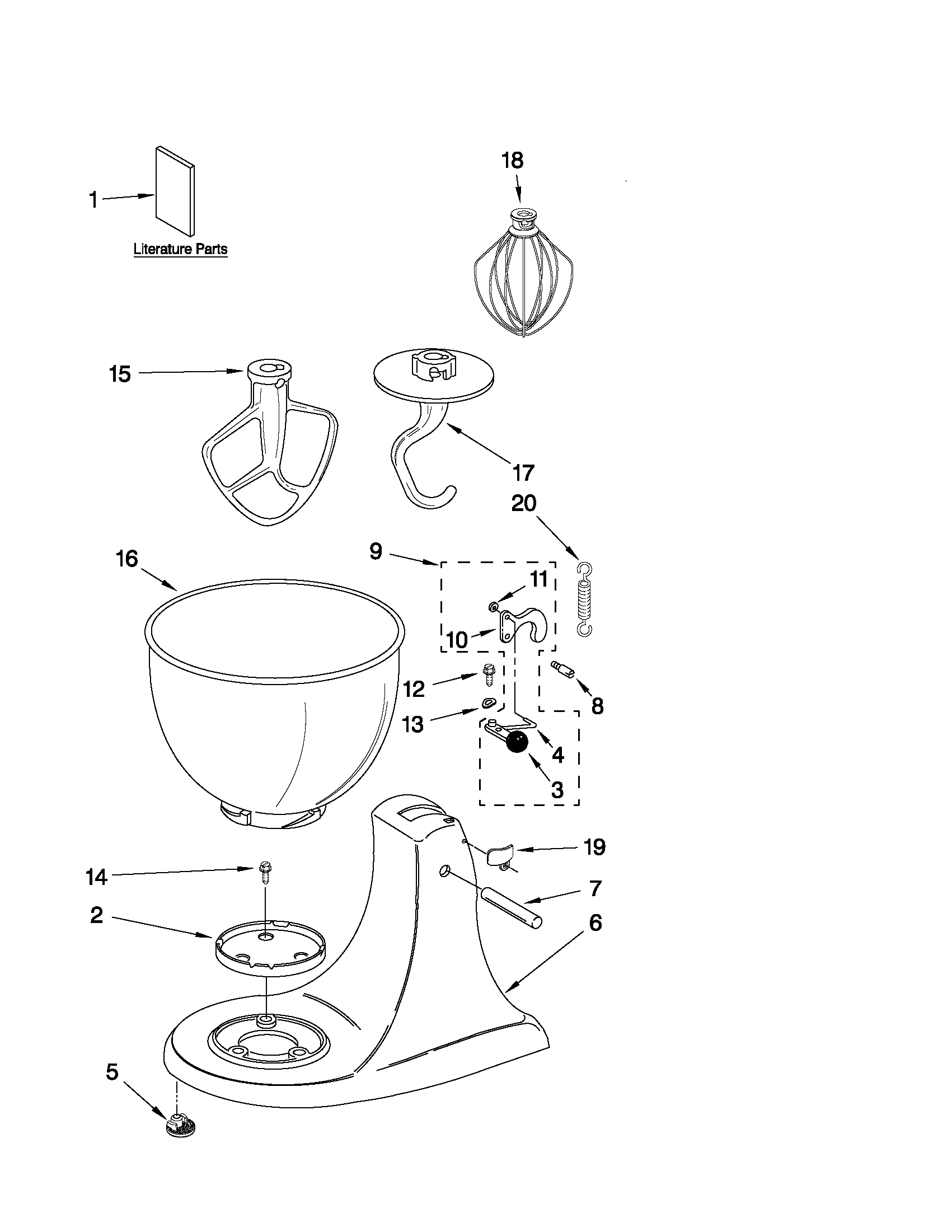 KitchenAid 5K45SSCWH0 base and pedestal unit diagram