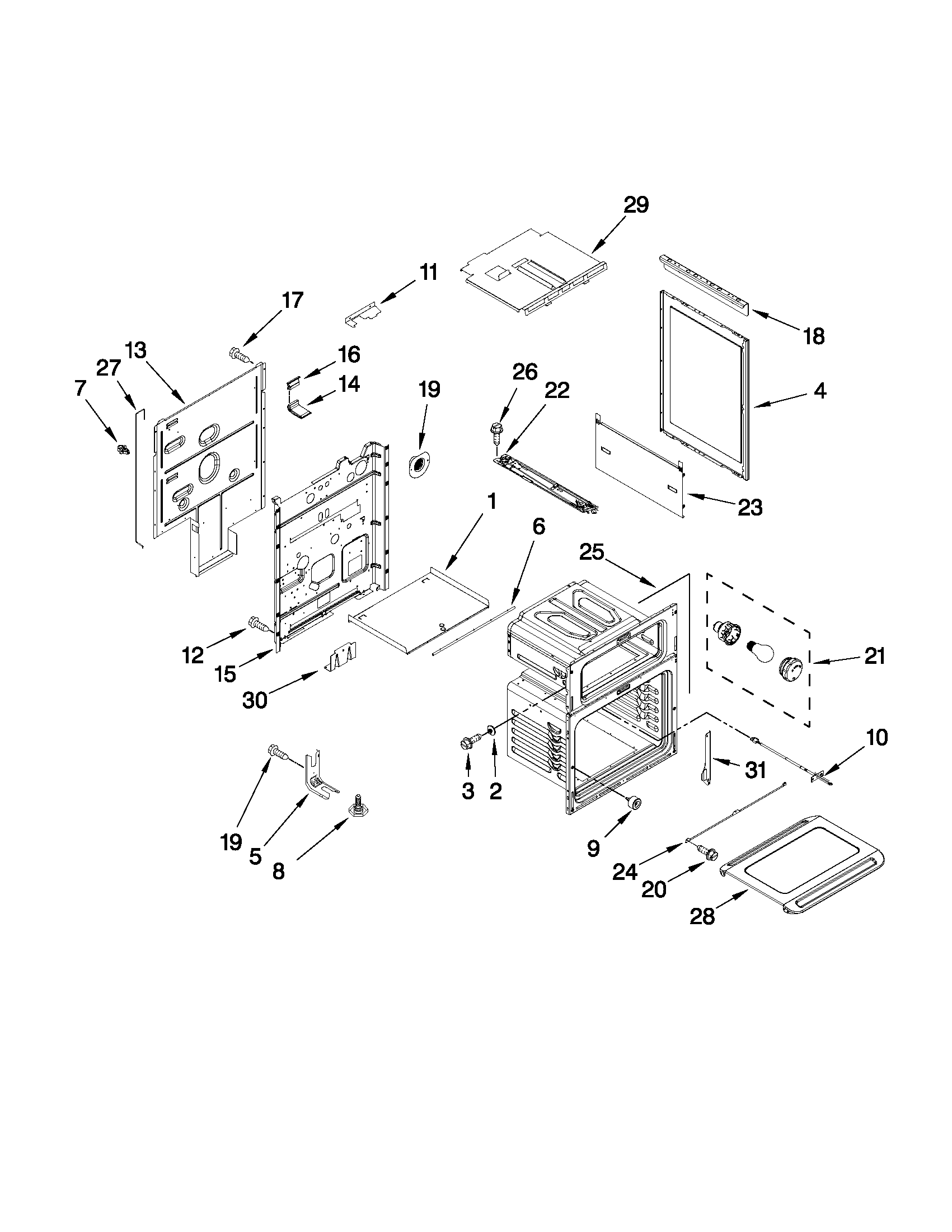 Whirlpool GGG390LXB03 chassis parts diagram