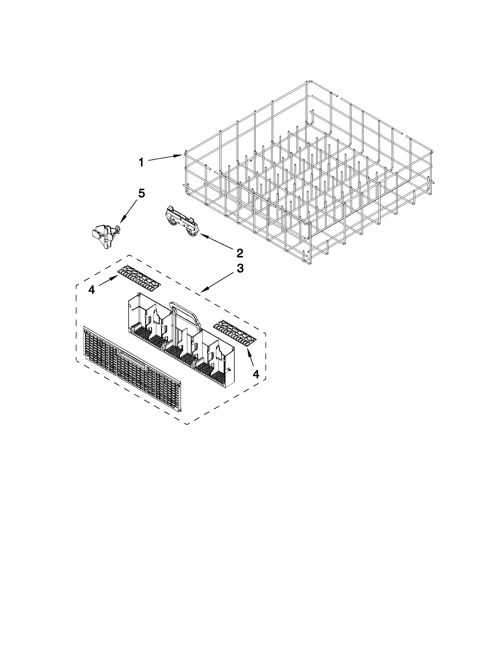 Whirlpool WDF510PAYS6 lower rack parts diagram
