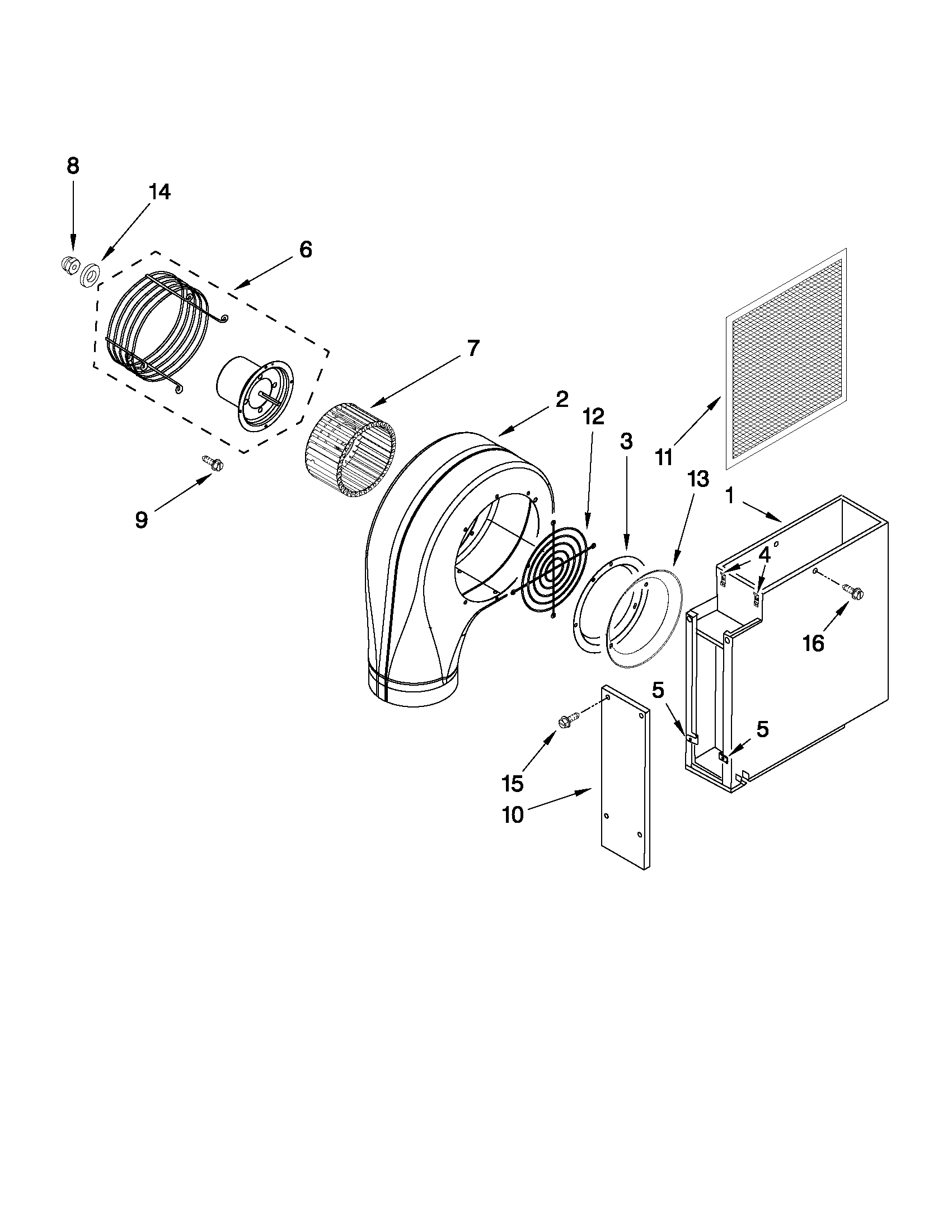 Jenn-Air JED8345ADB14 blower unit parts diagram