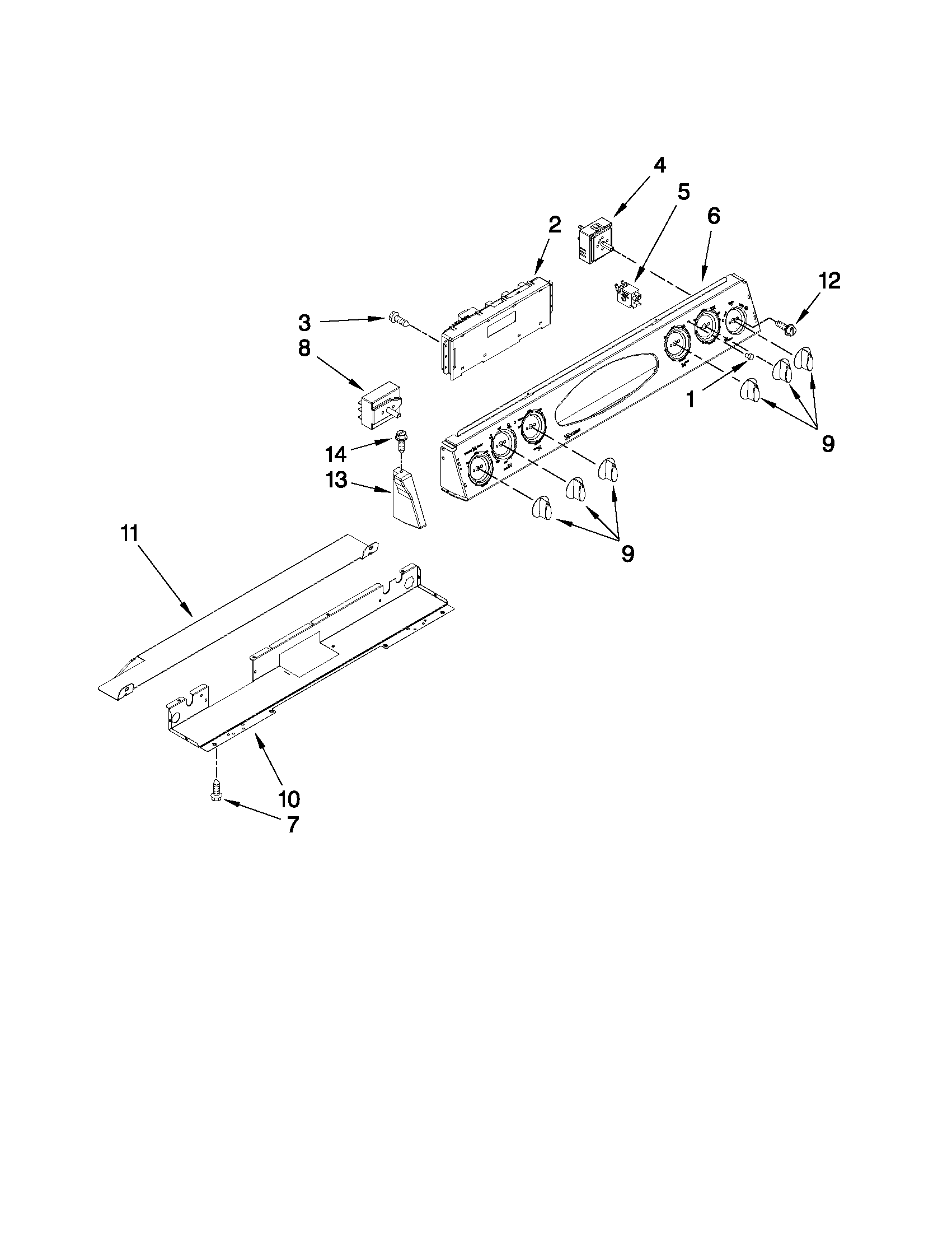 Maytag MES5875BCF20 control panel parts diagram