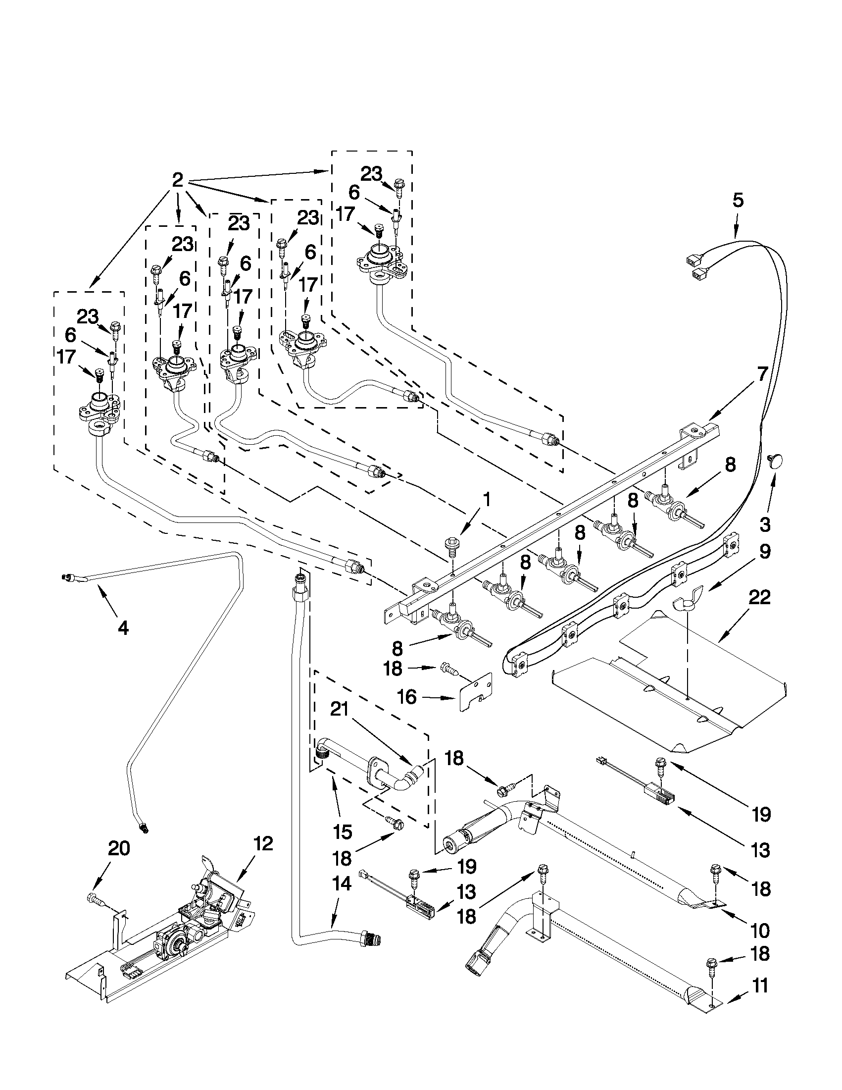 Maytag MGR8772WW1 manifold parts diagram