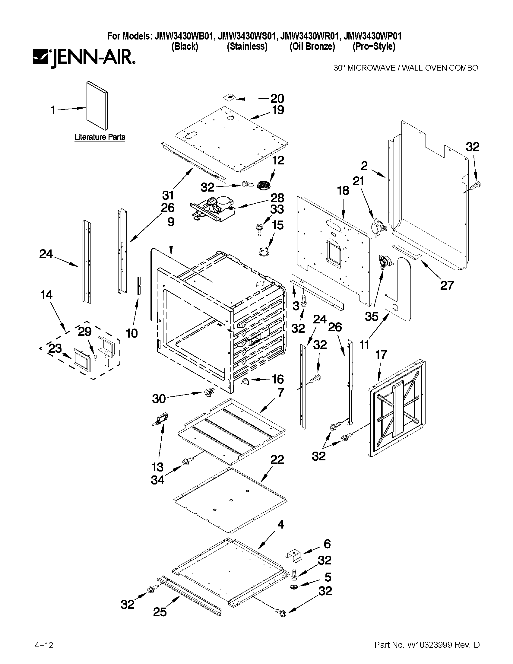 Jenn-Air JMW3430WS01 oven parts diagram