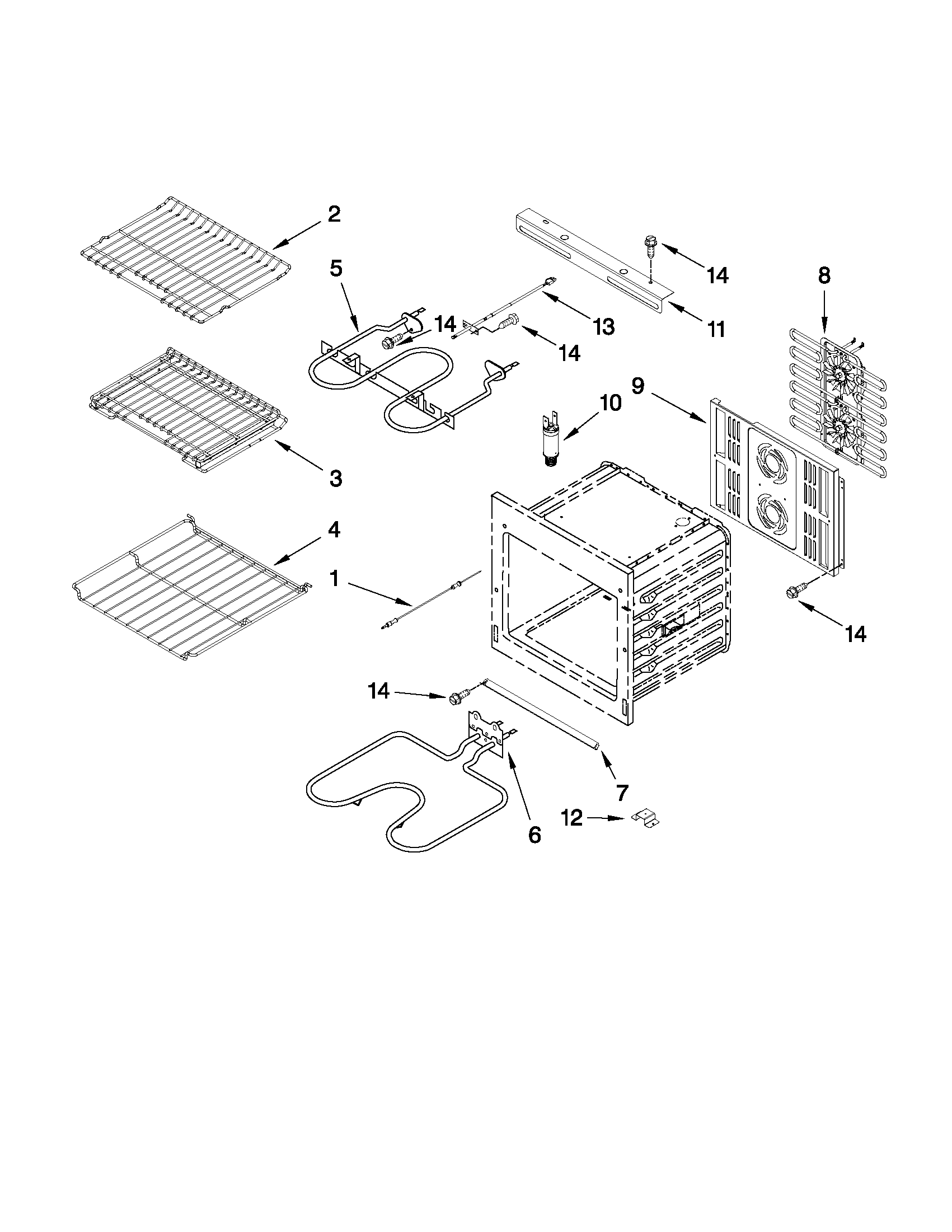 Jenn-Air JMW3430WS01 internal oven parts diagram