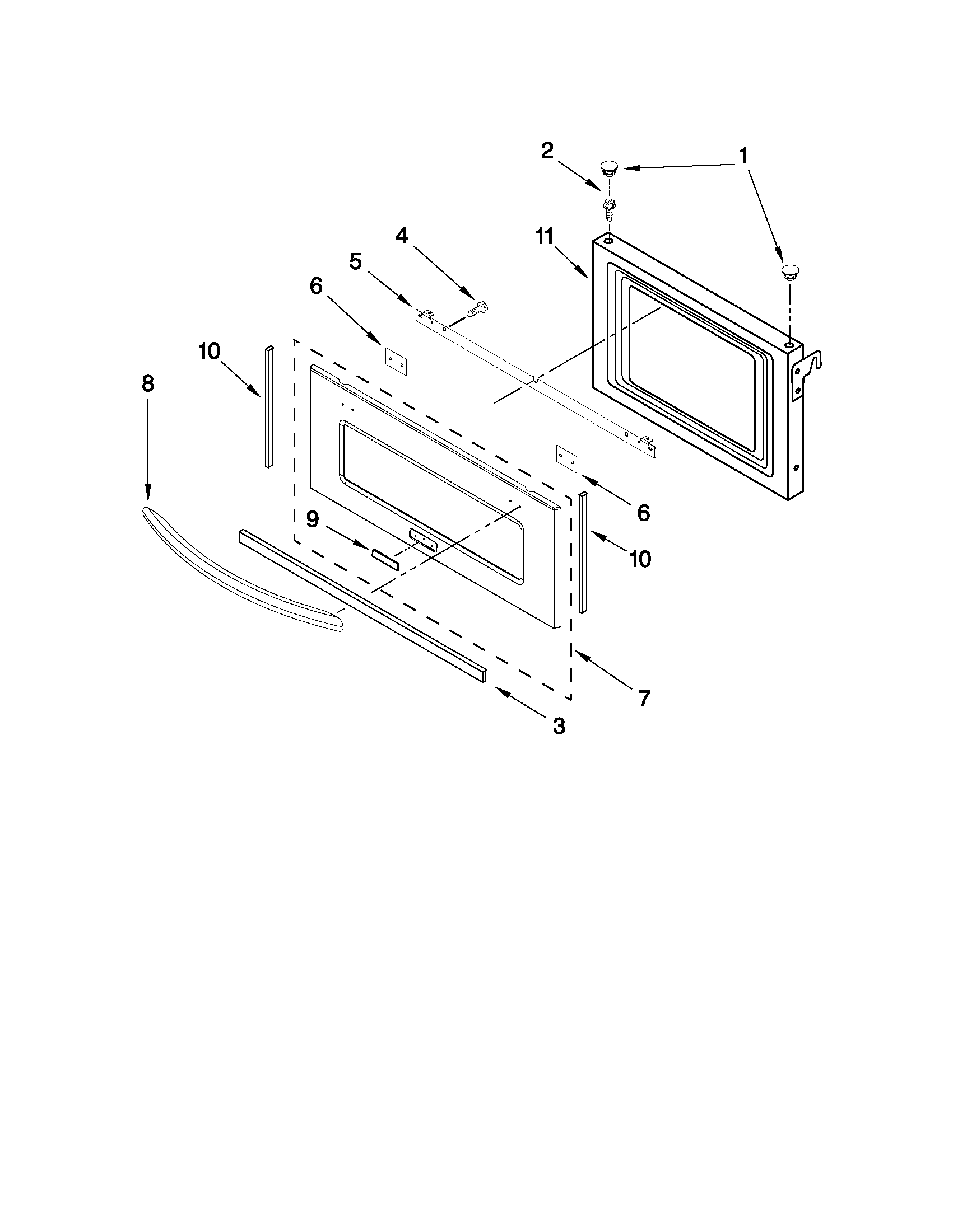Jenn-Air JMW3430WS01 microwave door parts diagram