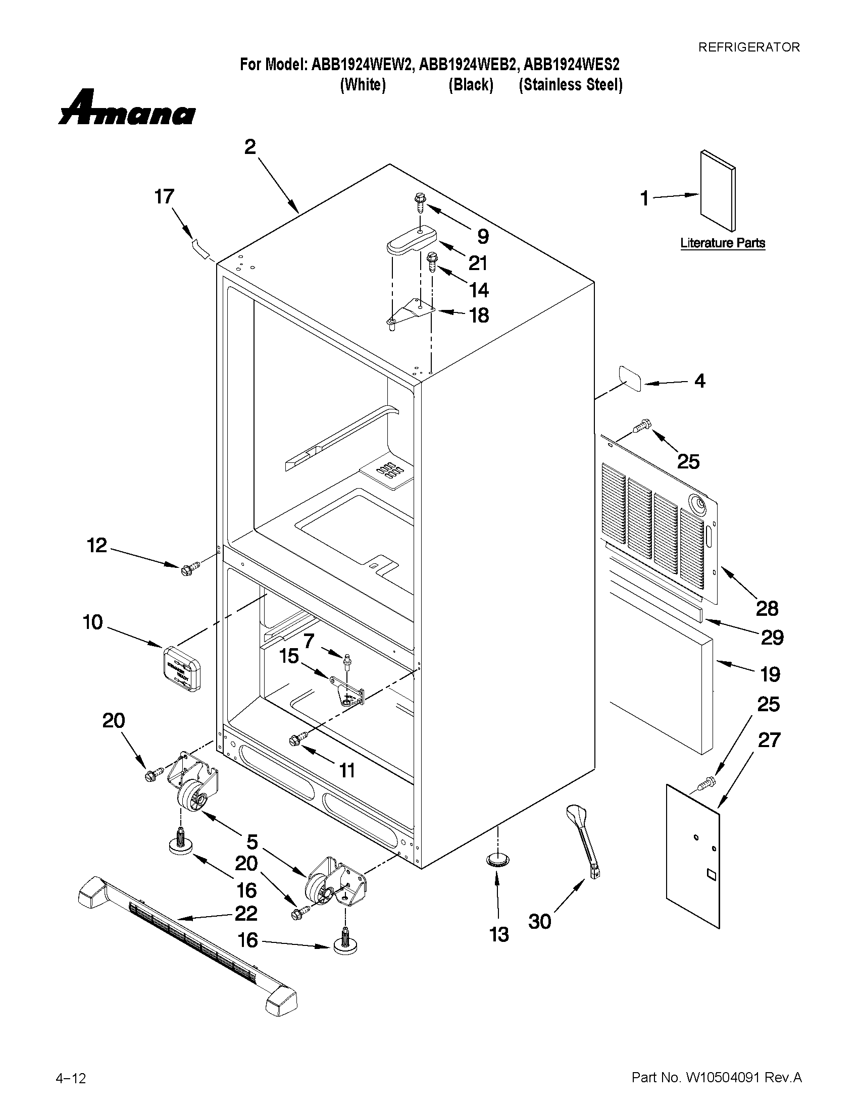 Amana ABB1924WEB2 cabinet parts diagram