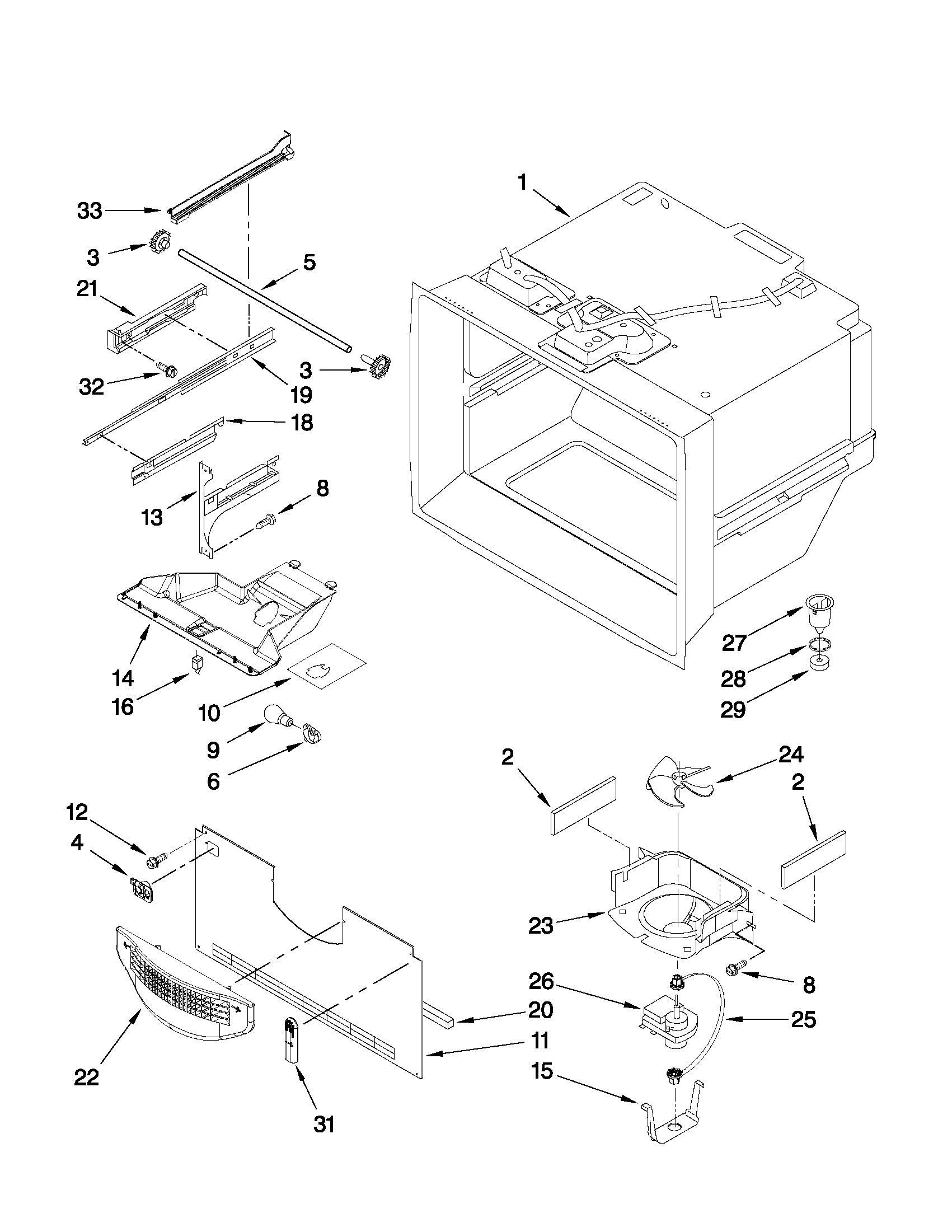 Amana ABB1924WEB2 freezer liner parts diagram