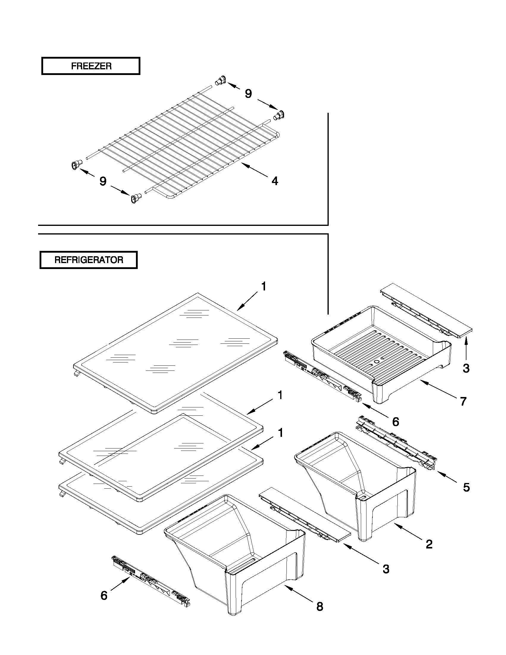 Amana 5VA9RXGFYW00 shelf parts diagram