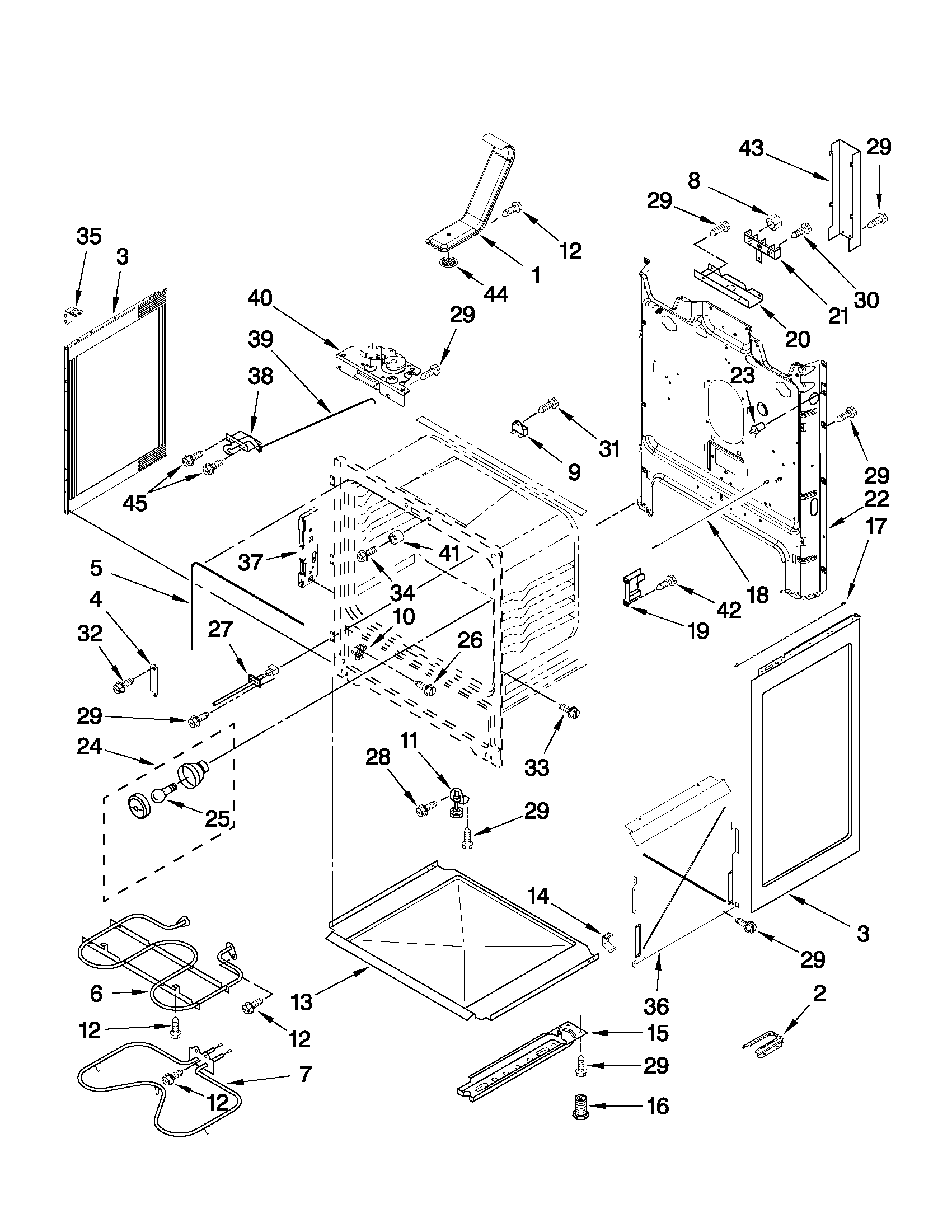 Whirlpool YWFE361LVB0 chassis parts diagram