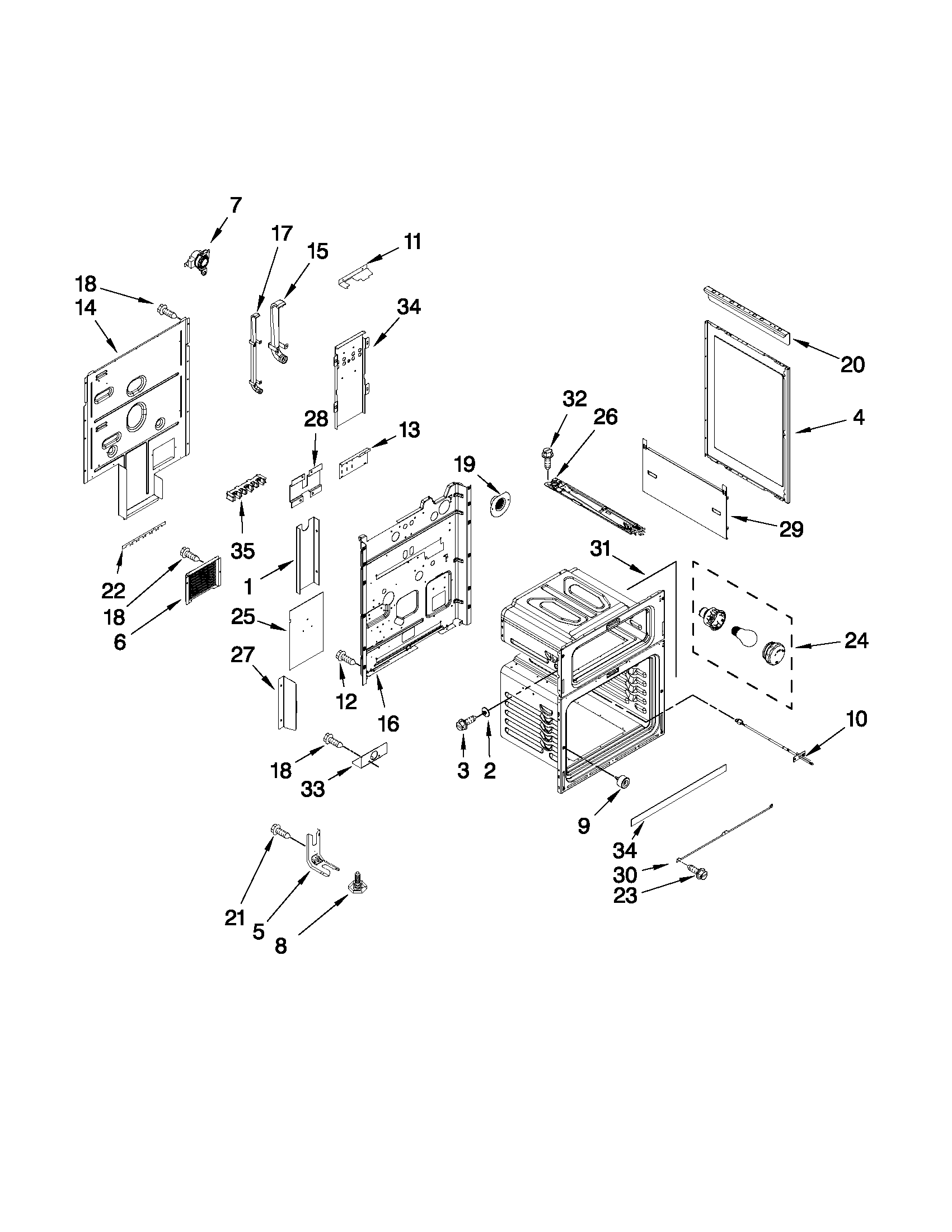 Whirlpool GGE388LXB01 chassis parts diagram