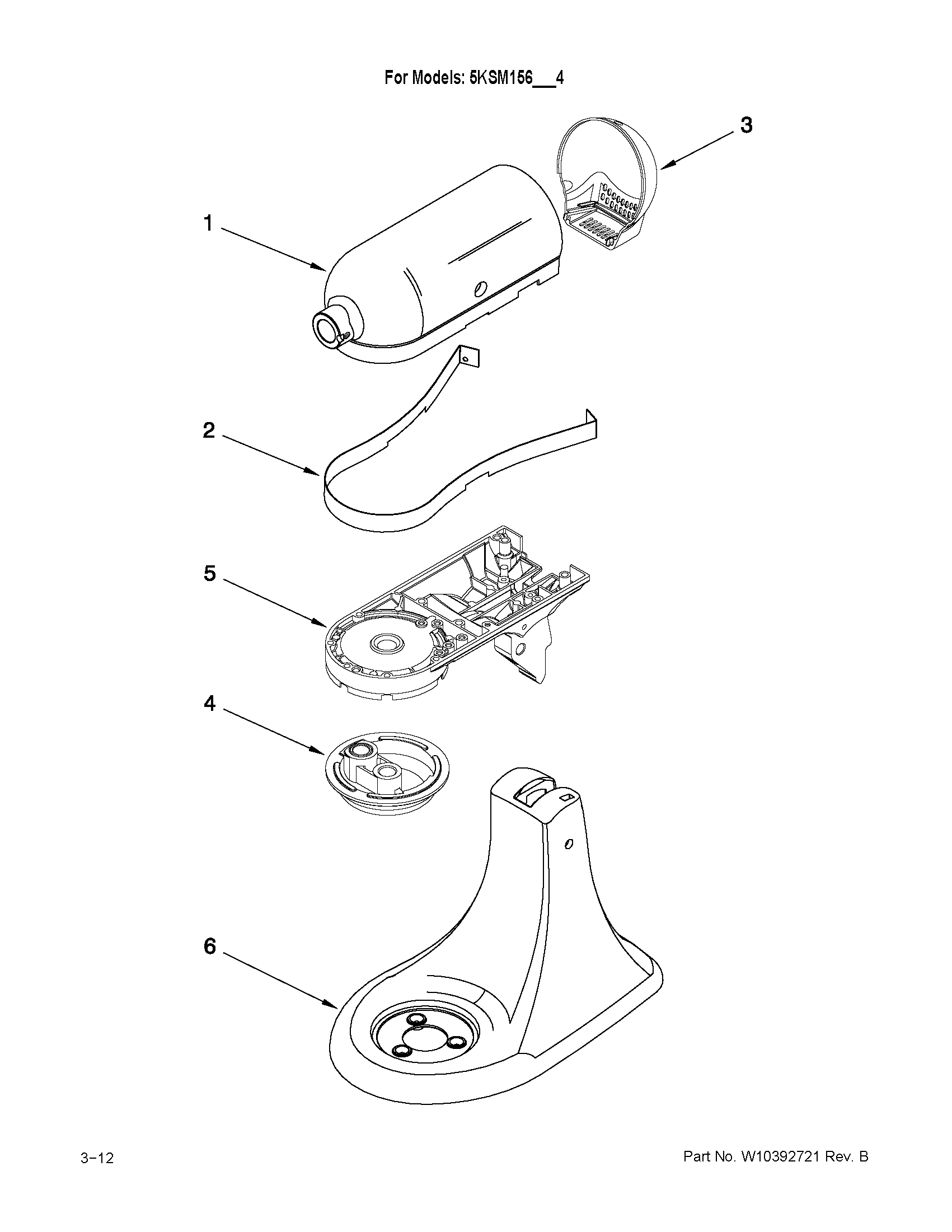 KitchenAid 5KSM156ECA4 color variation parts diagram