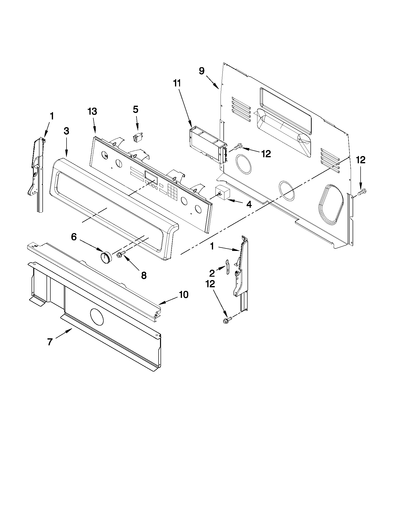 Whirlpool WFE710H0AE0 control panel parts diagram