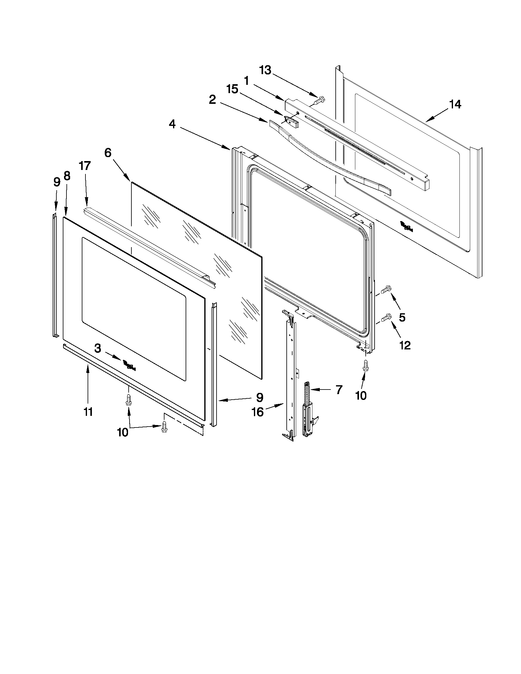 Whirlpool WFE710H0AE0 door parts diagram