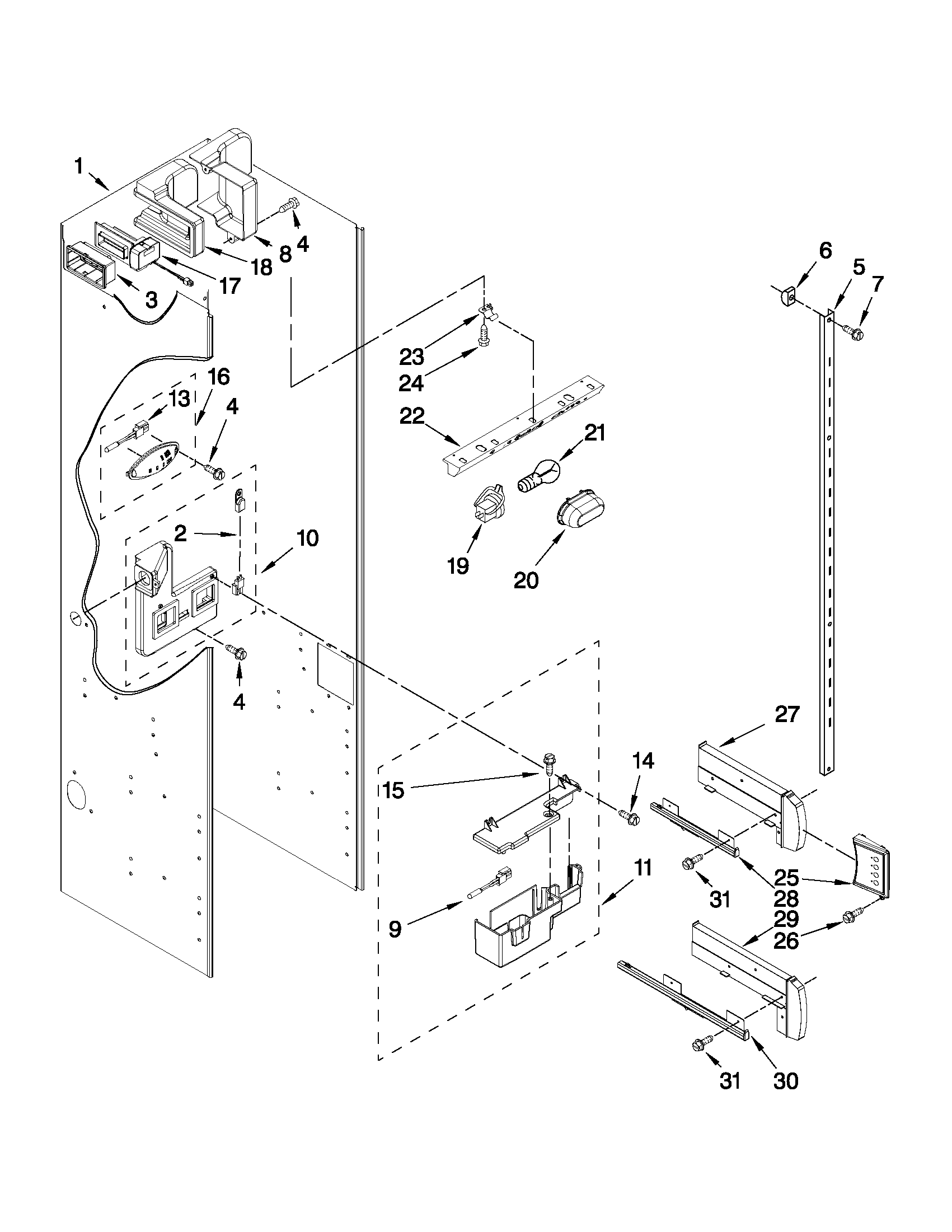 KitchenAid KSSC42FTS16 refrigerator liner parts diagram