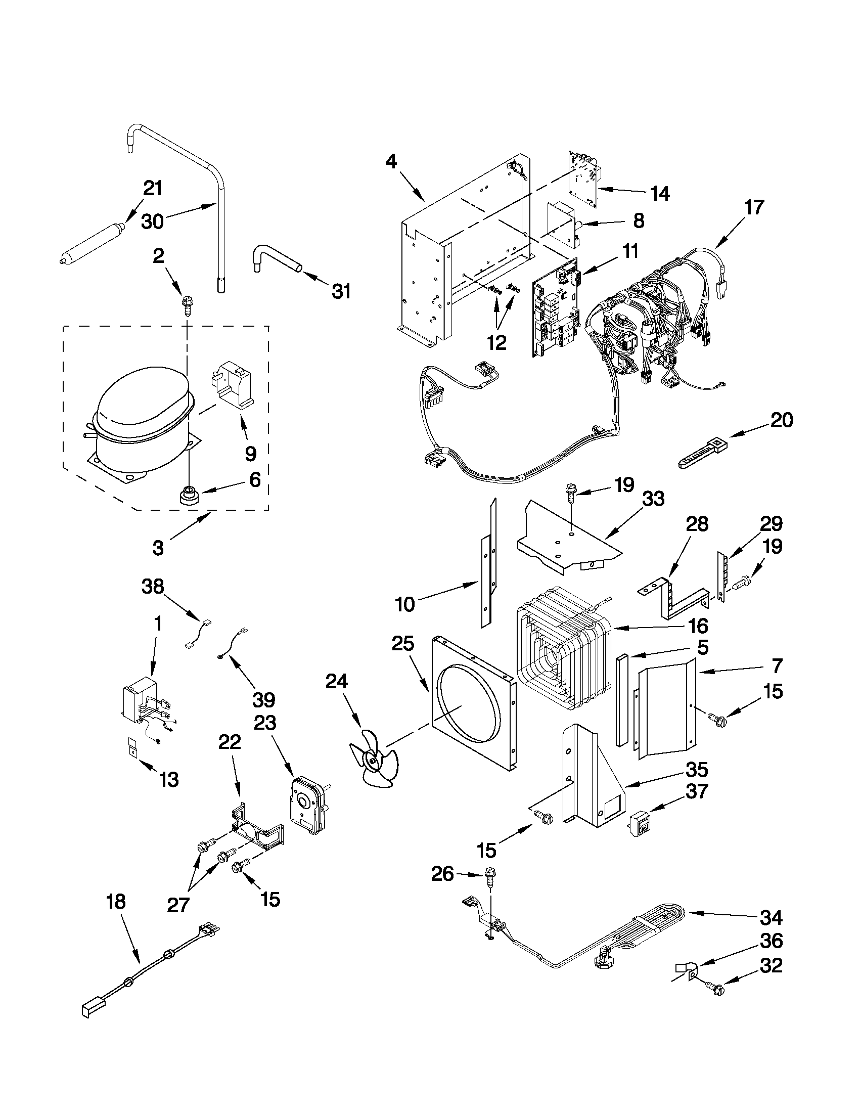 KitchenAid KSSC42FTS16 upper unit parts diagram