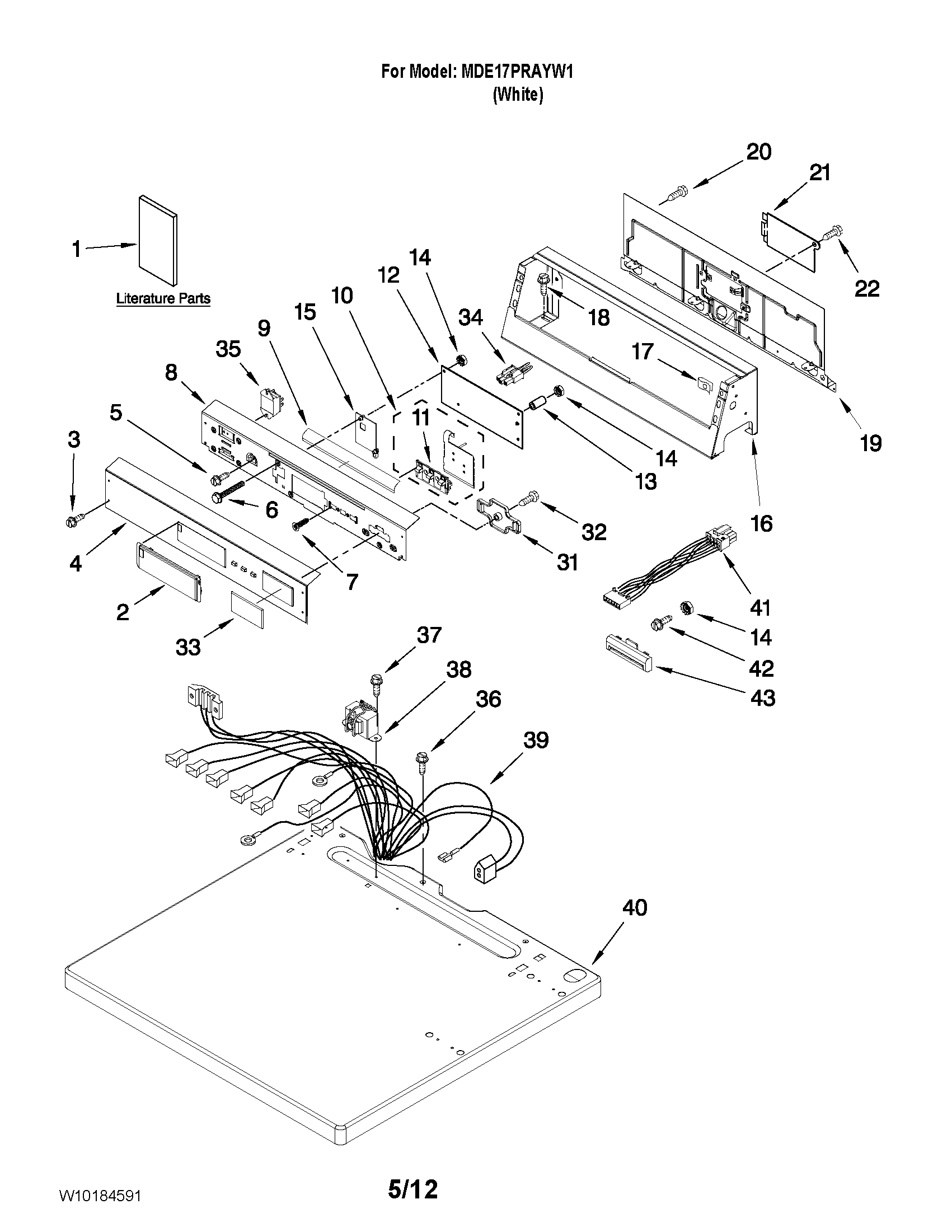 Maytag MDE17PRAYW1 top and console parts diagram