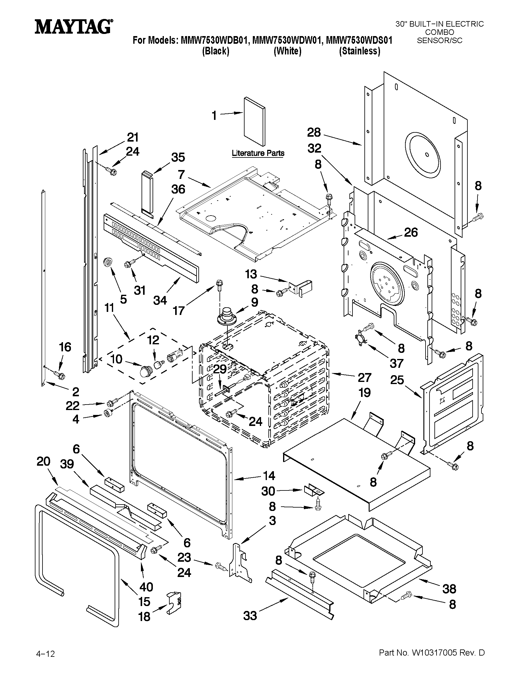 Maytag MMW7530WDB01 oven parts diagram