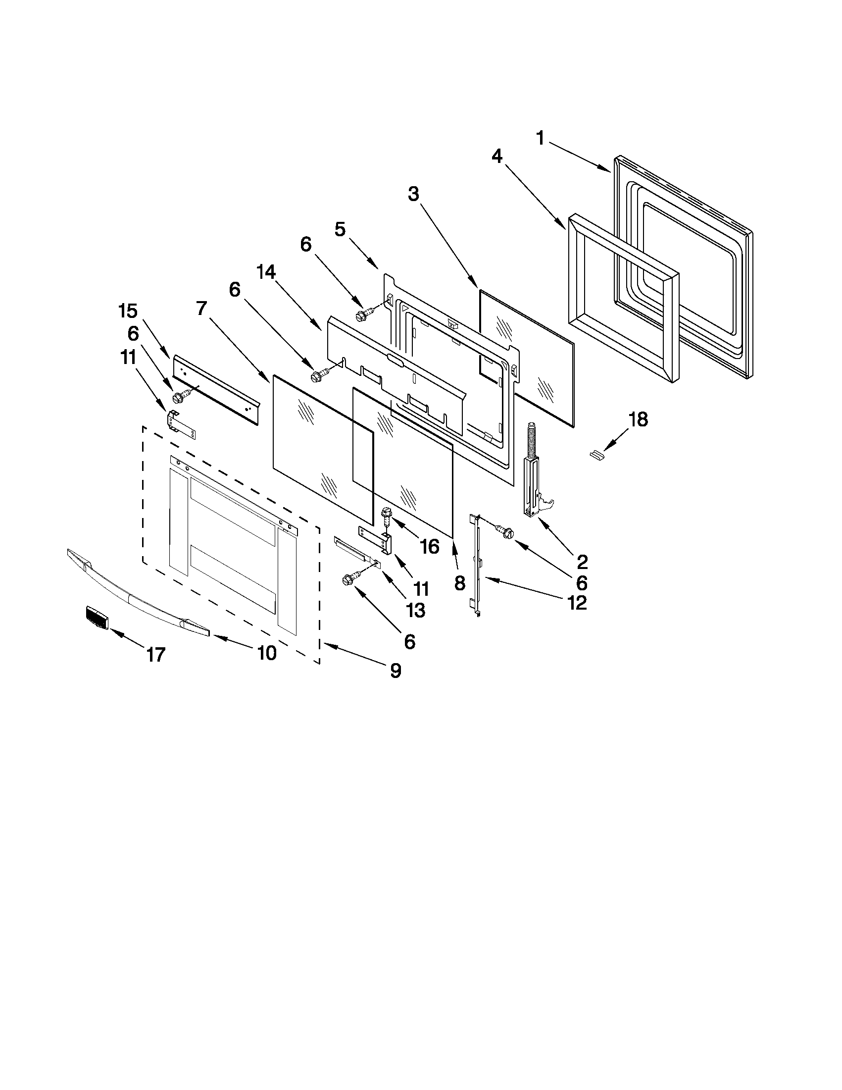 Maytag MMW7530WDB01 oven door parts diagram
