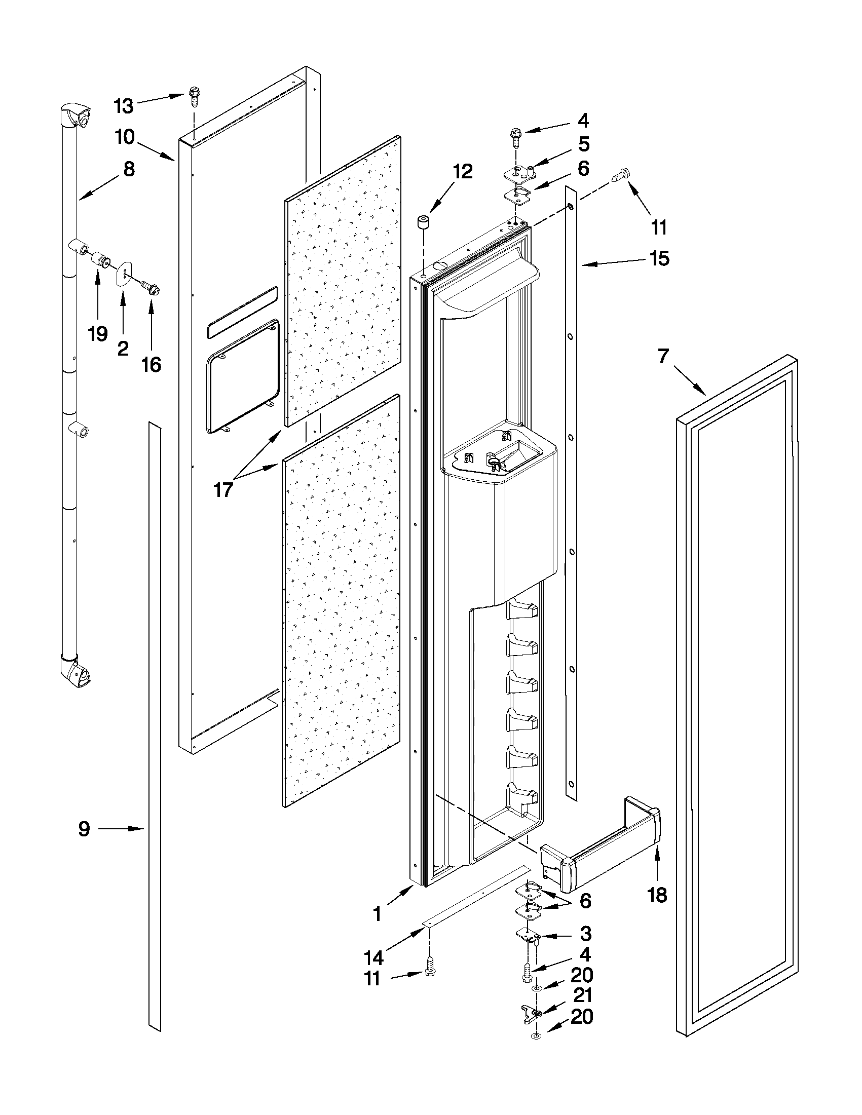 Jenn-Air JS42PPDUDB14 freezer door parts diagram