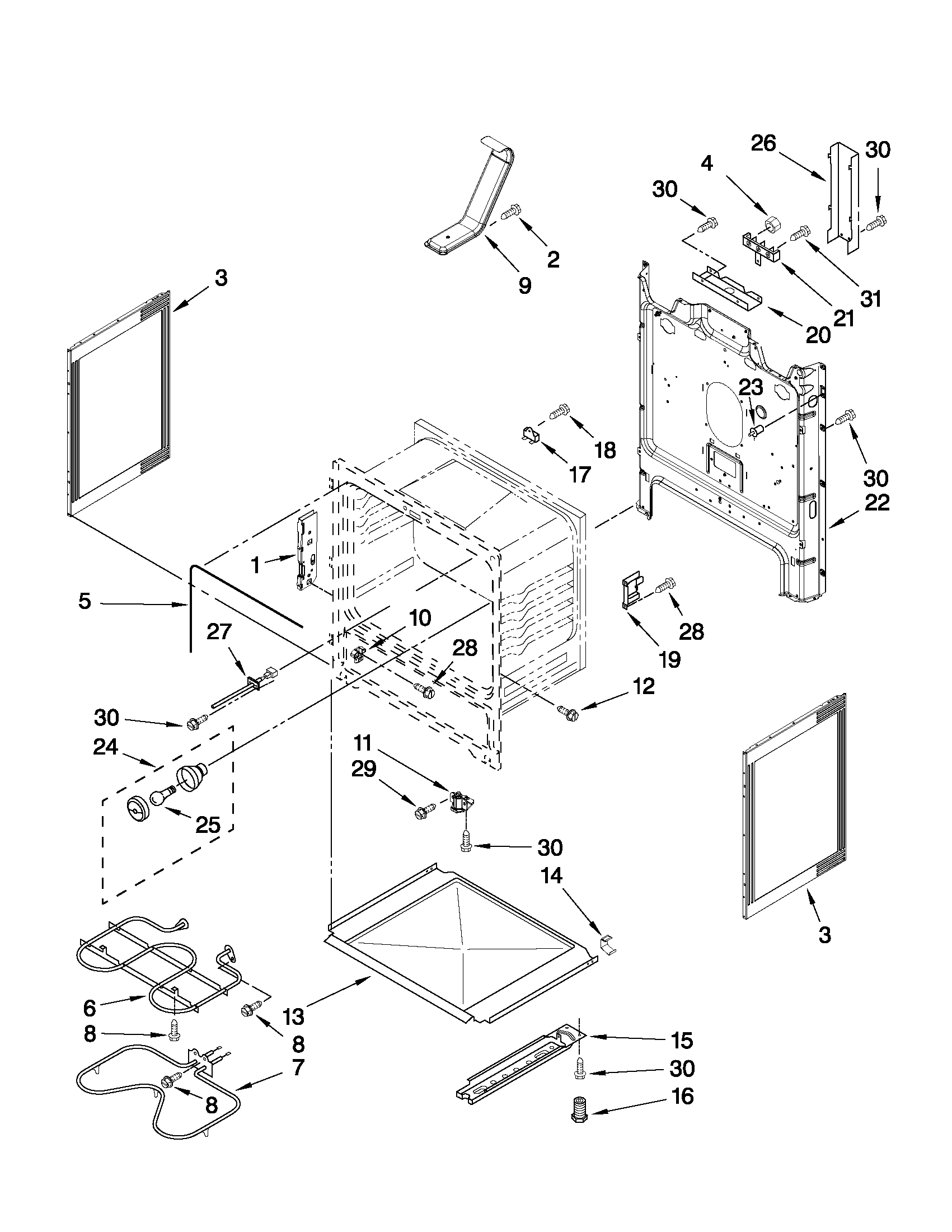 Whirlpool WFE301LVS0 chassis parts diagram