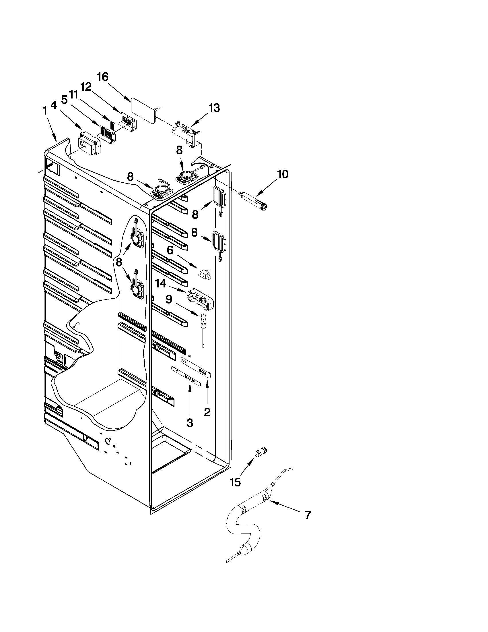 Whirlpool GSC25C4EYW00 refrigerator liner parts diagram