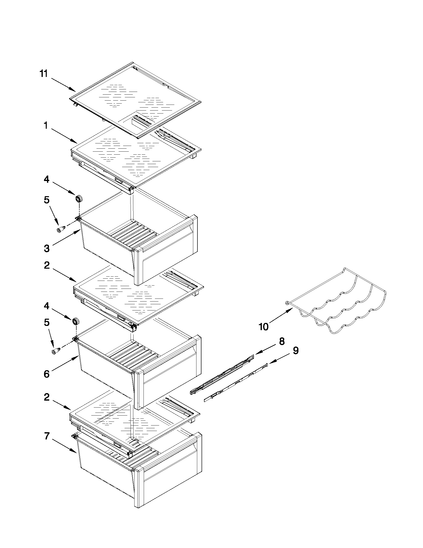 Whirlpool GSC25C4EYW00 refrigerator shelf parts diagram