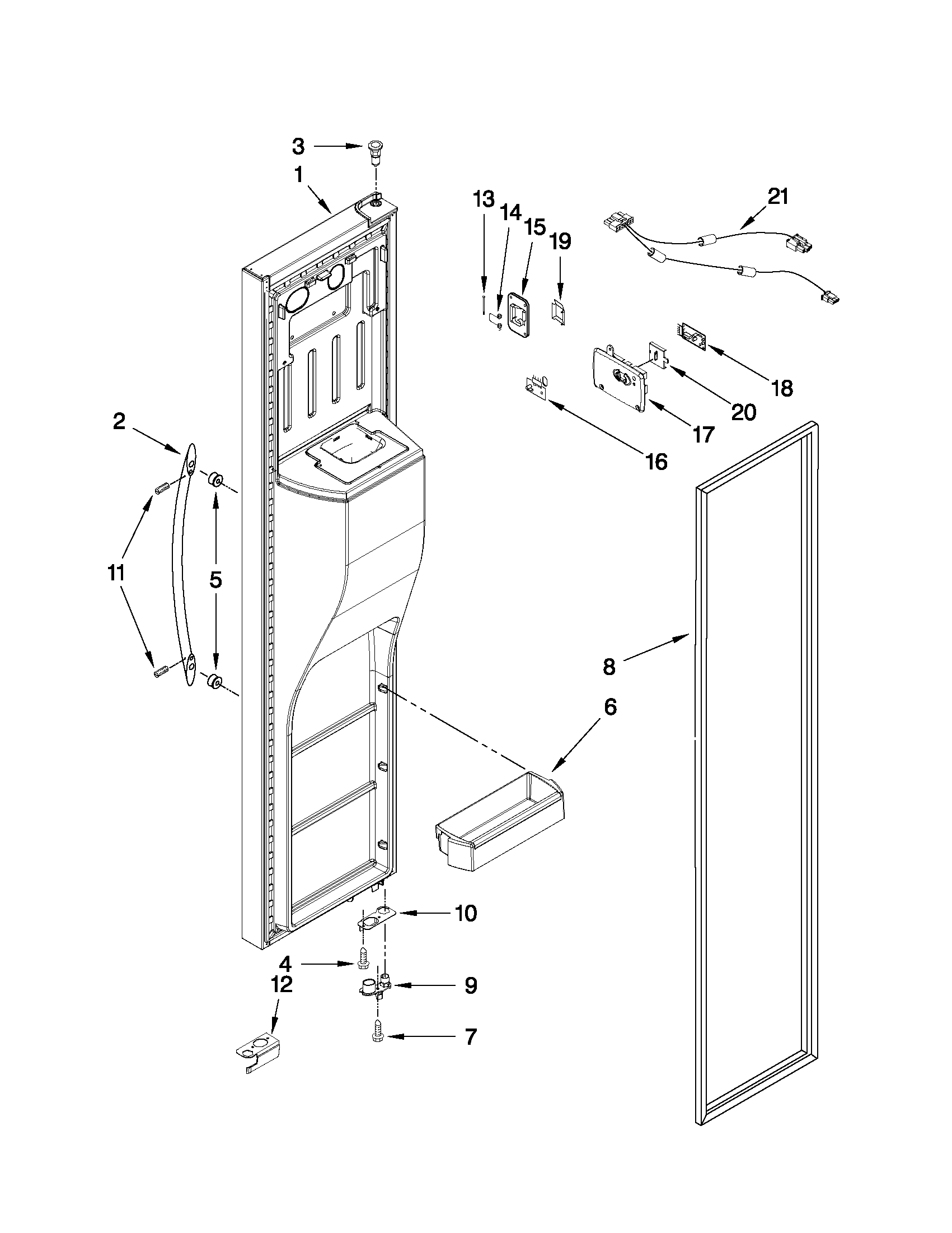 Whirlpool GSC25C4EYW00 freezer door parts diagram