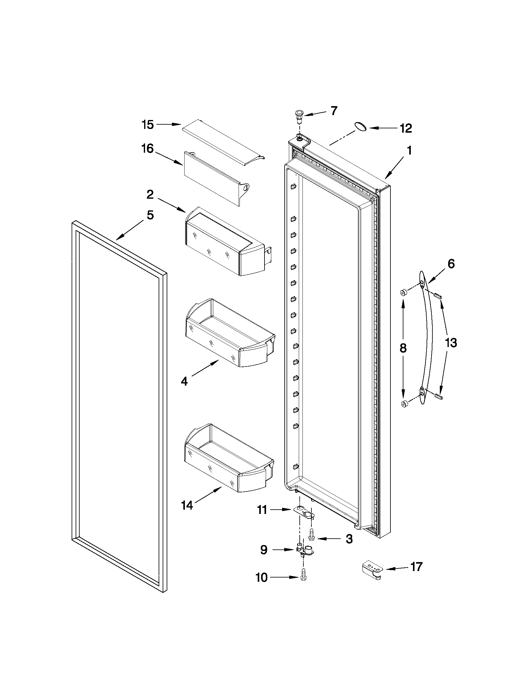 Whirlpool GSF26C5EXY02 refrigerator door parts diagram