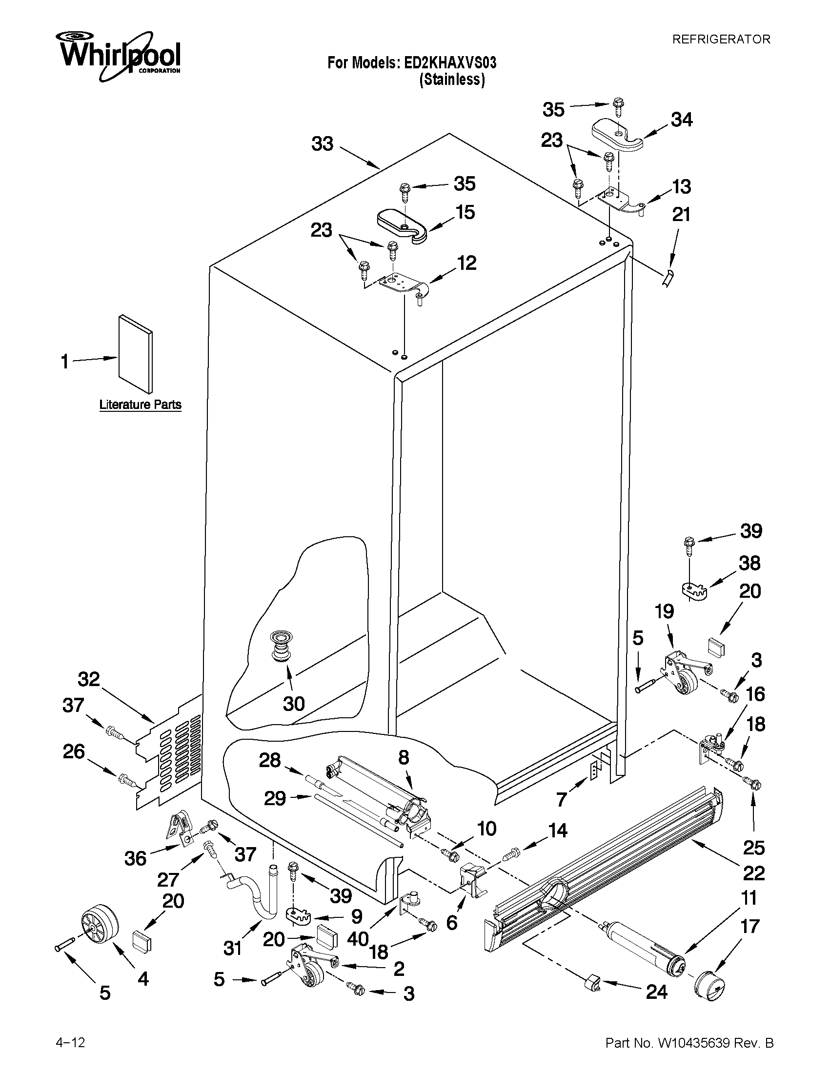 Whirlpool ED2KHAXVS03 cabinet parts diagram