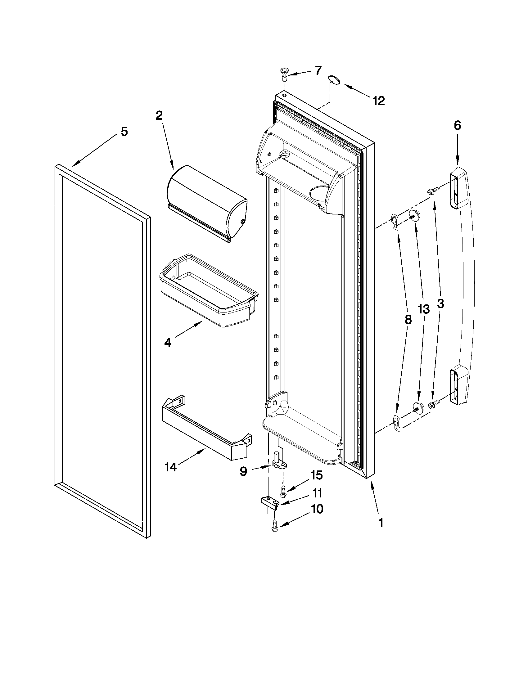 Whirlpool ED2KHAXVS03 refrigerator door parts diagram