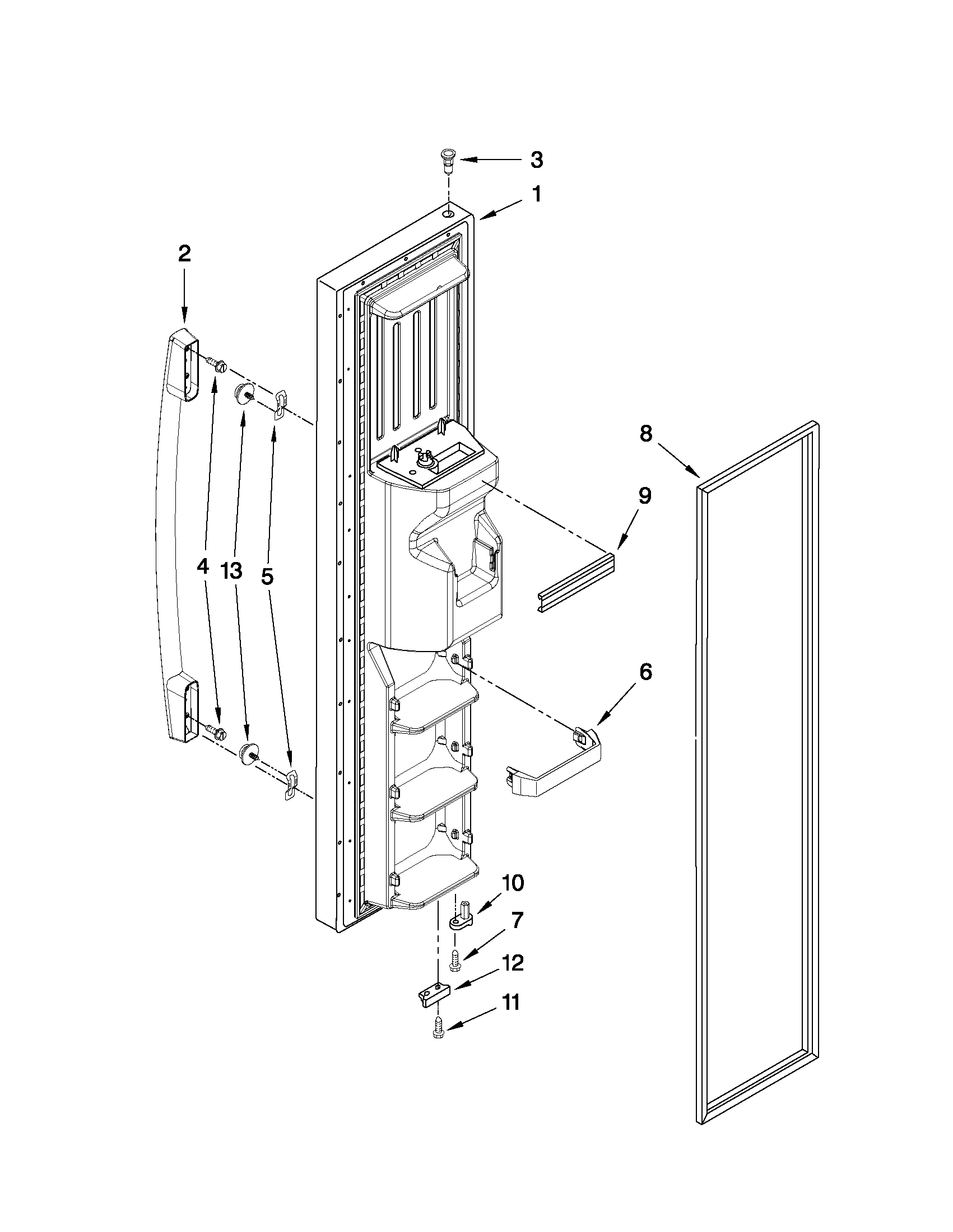 Whirlpool ED2KHAXVS03 freezer door parts diagram
