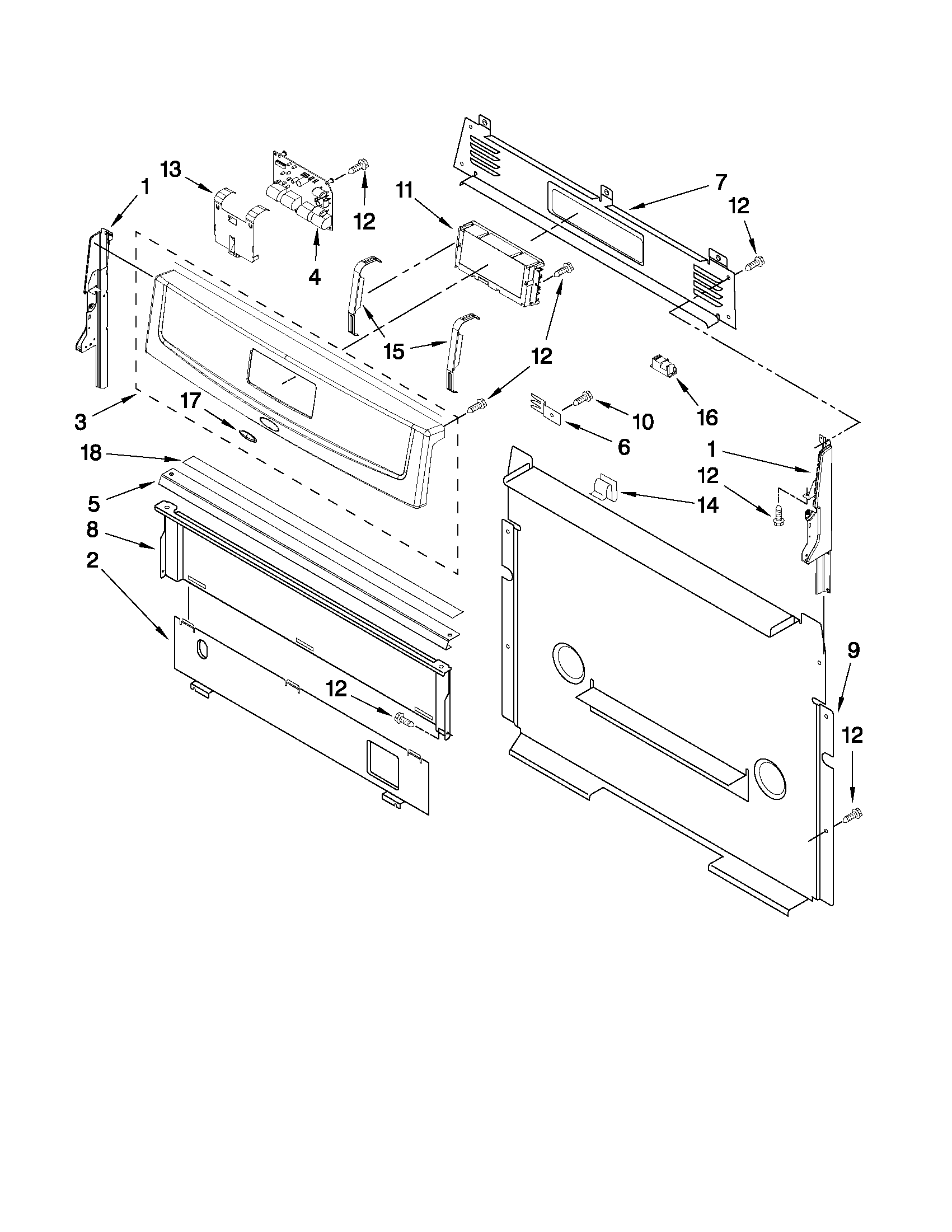 Whirlpool WFG381LVB3 control panel parts diagram