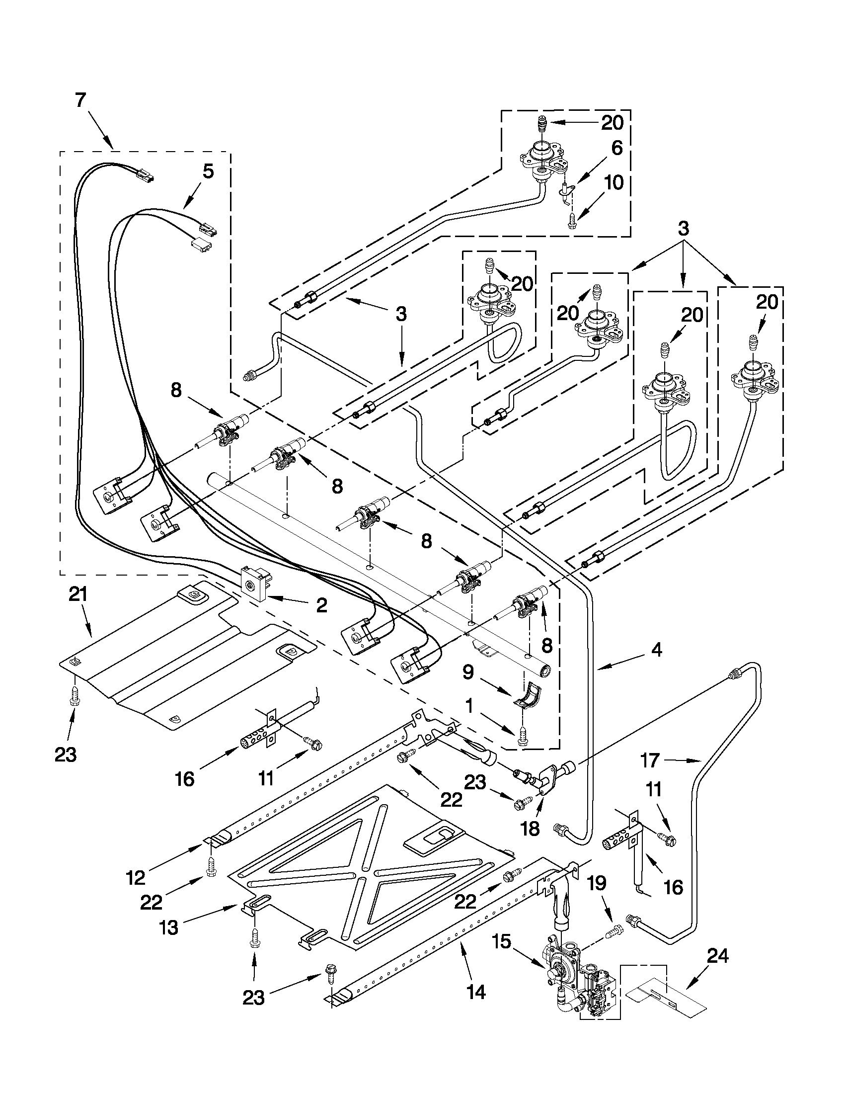 Whirlpool WFG381LVB3 manifold parts diagram