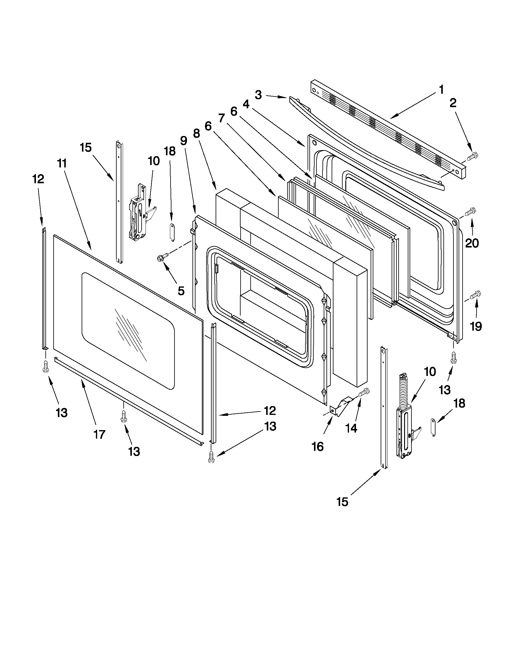 Whirlpool WFG381LVB3 door parts diagram
