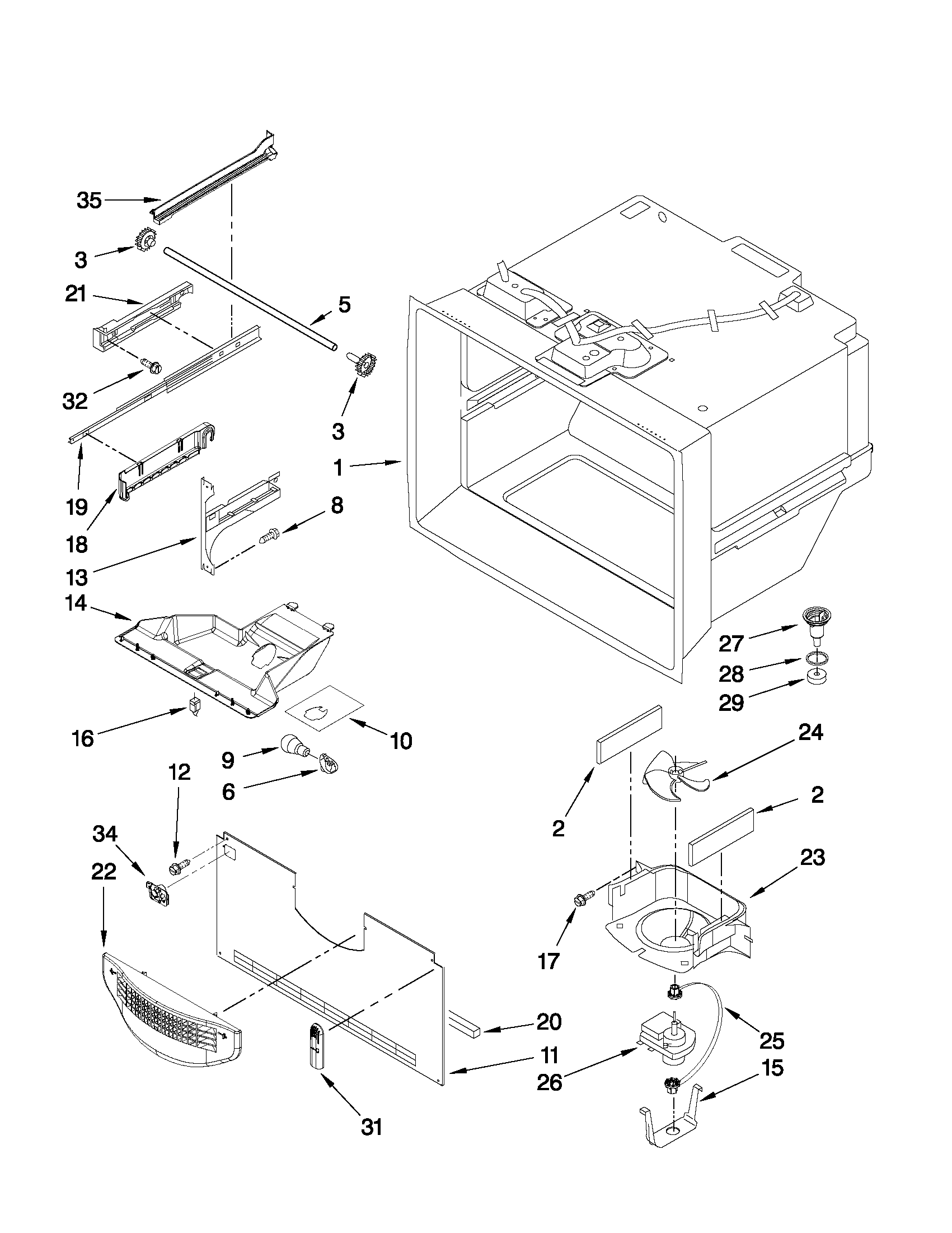 KitchenAid KBRS22KWMS6 freezer liner parts diagram