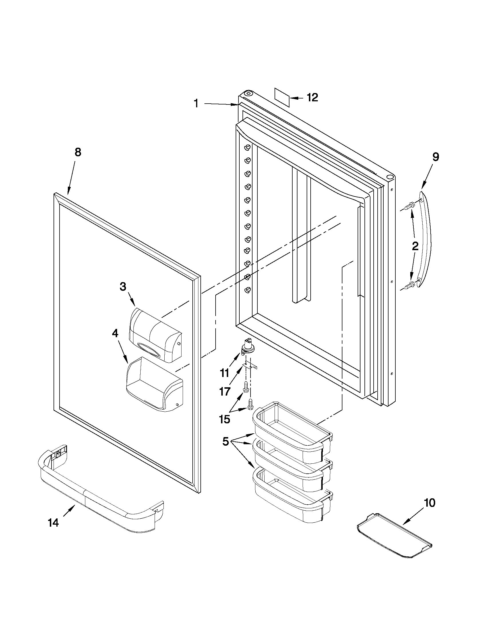 KitchenAid KBRS22KWMS6 refrigerator door parts diagram