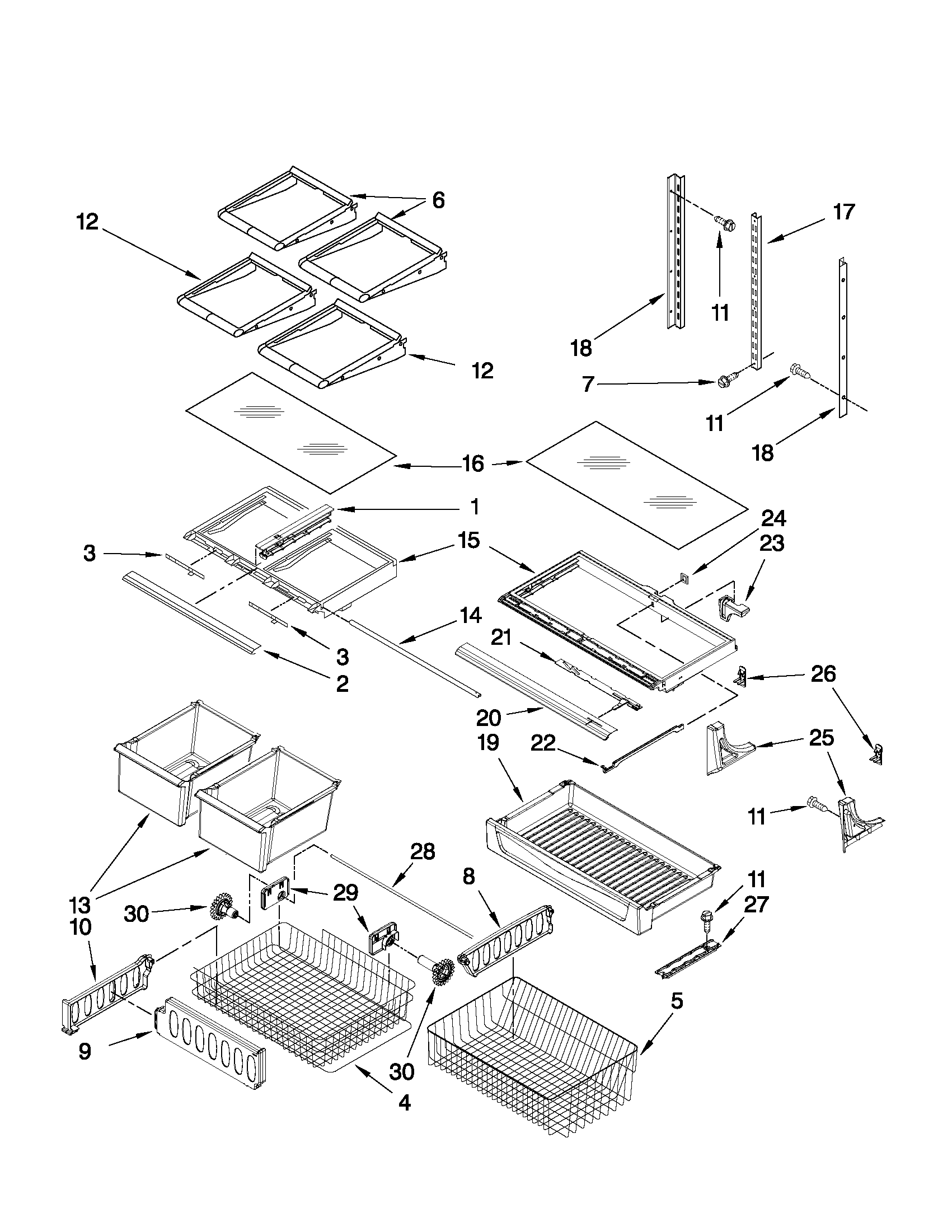 KitchenAid KBRS22KWMS6 shelf parts diagram