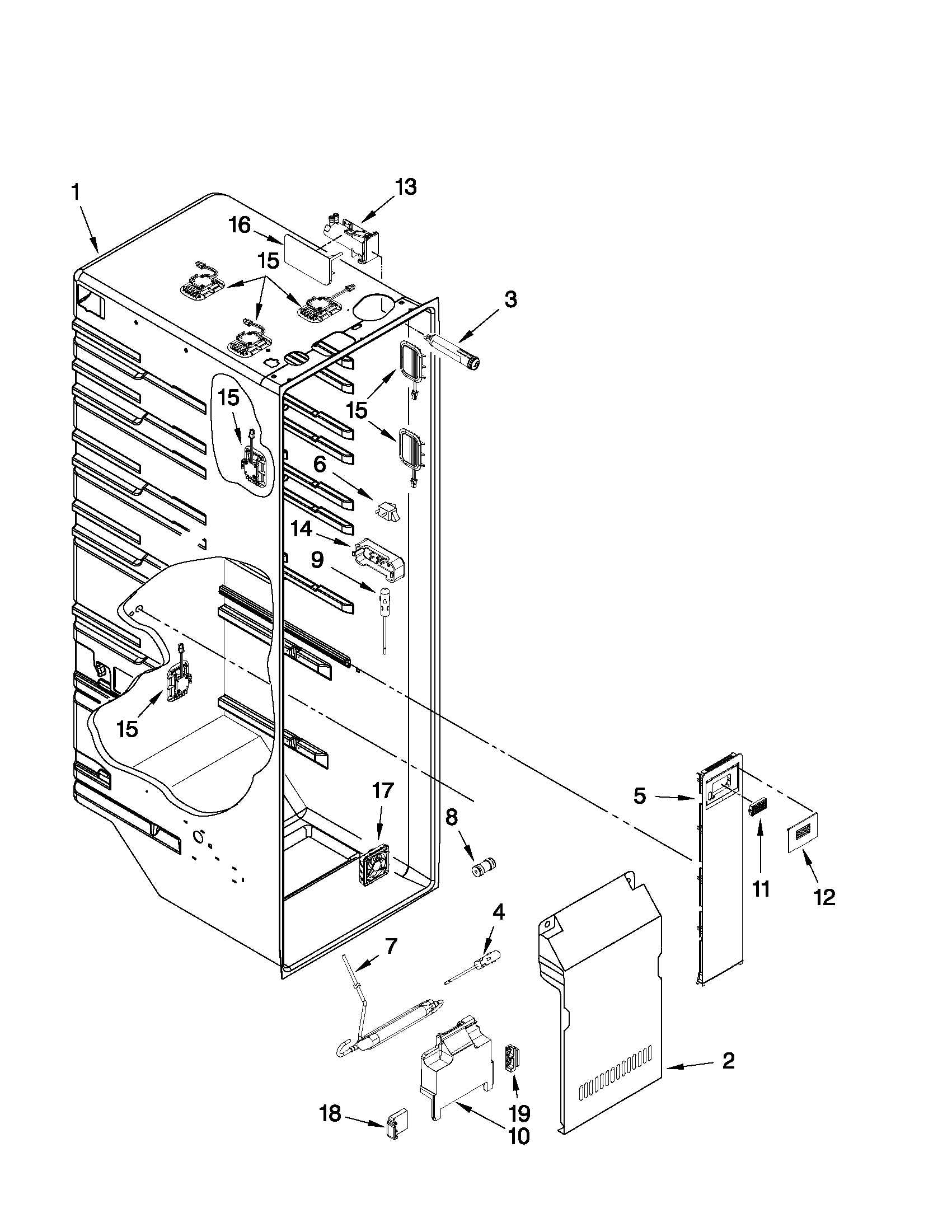 KitchenAid KSF26C6XYY04 refrigerator liner parts diagram