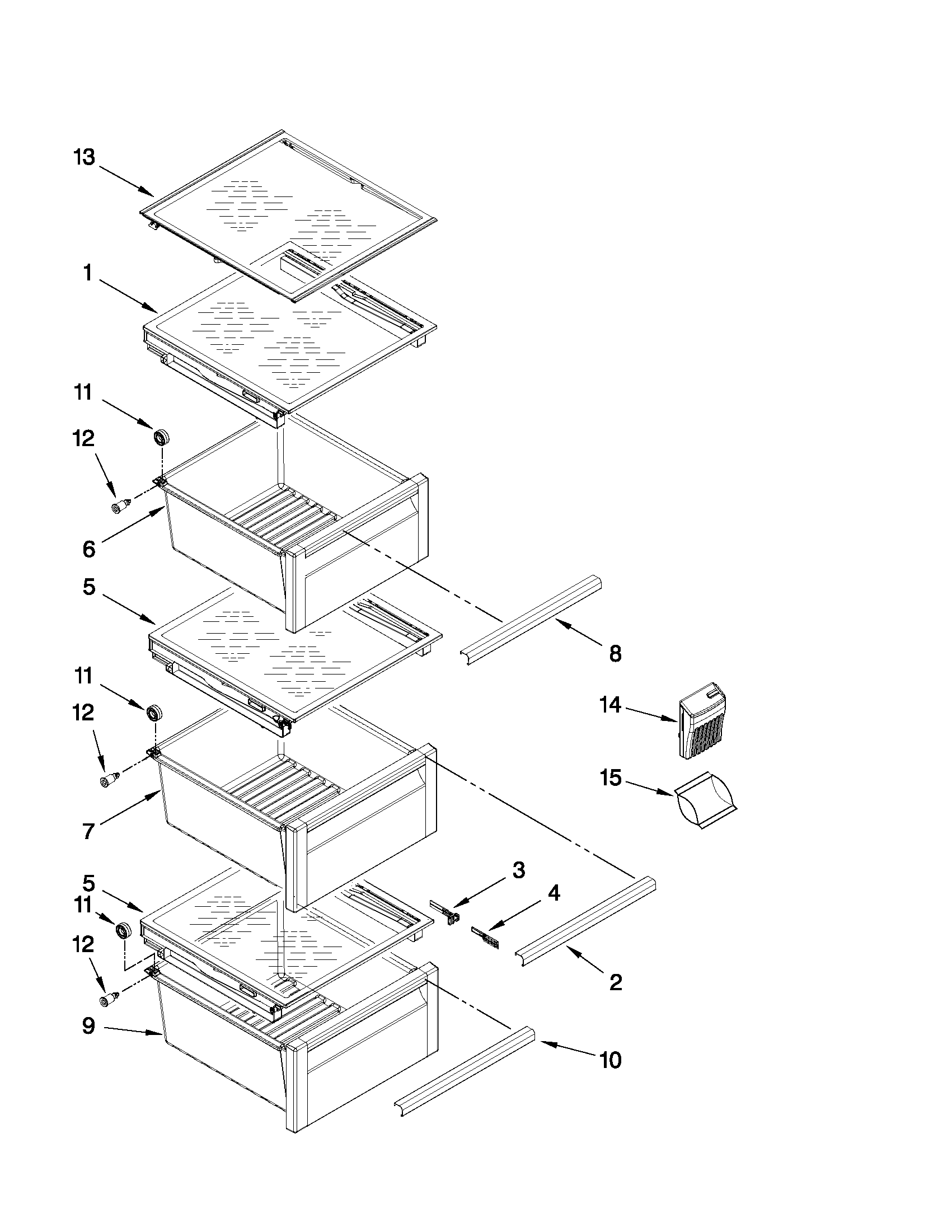 KitchenAid KSF26C6XYY04 refrigerator shelf parts diagram