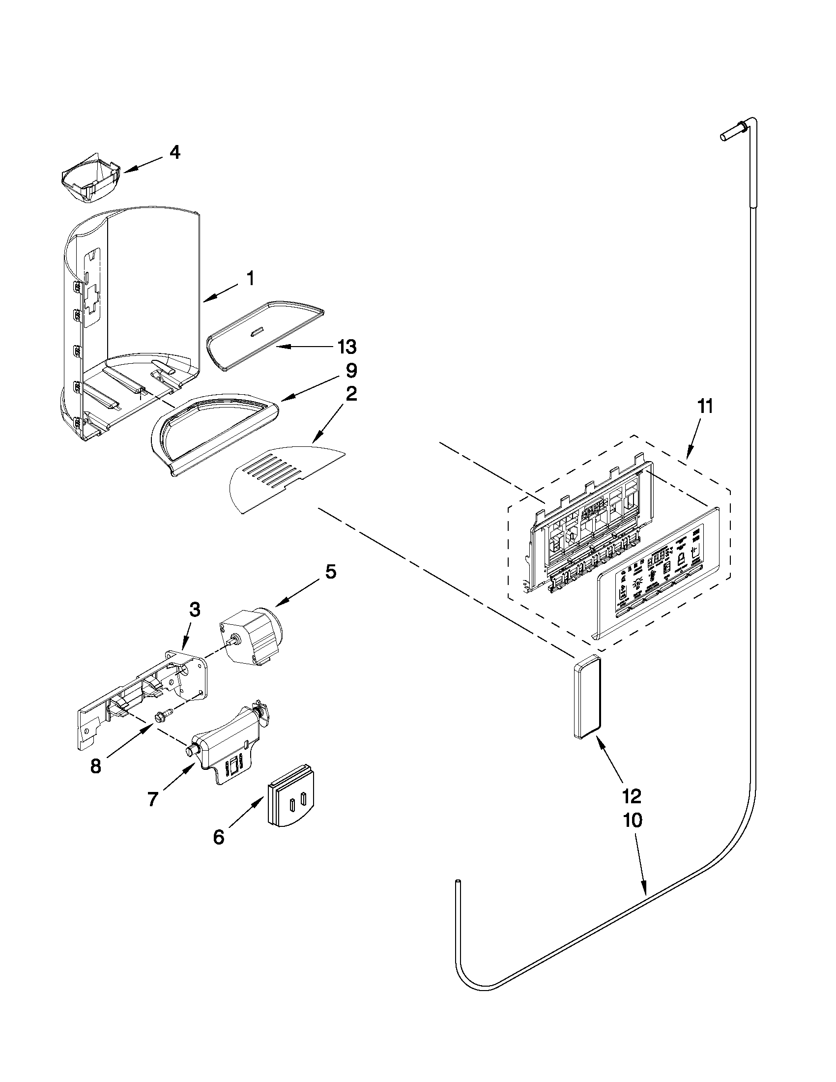 KitchenAid KSF26C6XYY04 dispenser front parts diagram